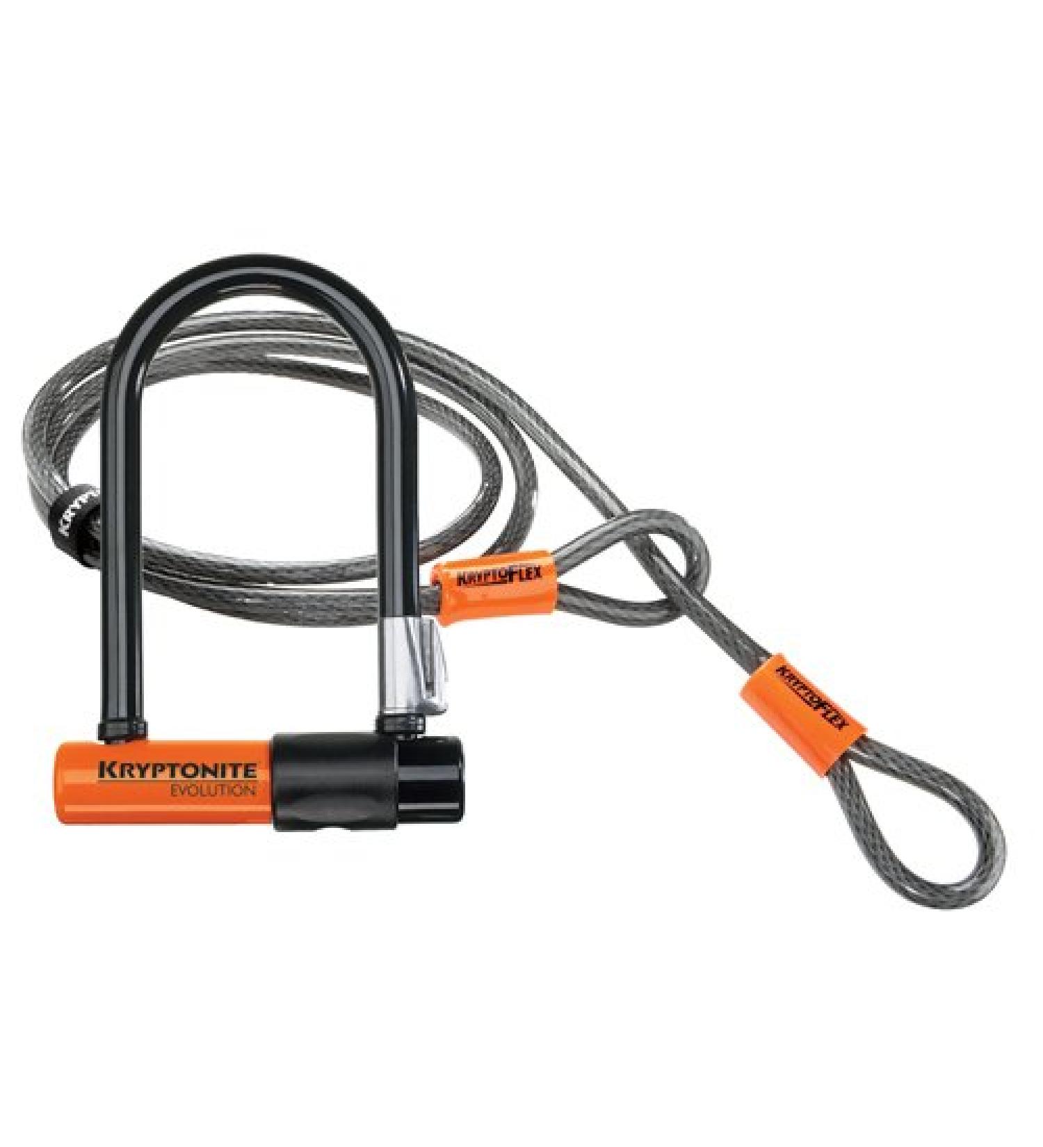 Kryptonite Evolution Mini 7 Lock with 4 Foot Kryptoflex Cable Combo - Black/Orange - Buy Online on SooperMarket.com