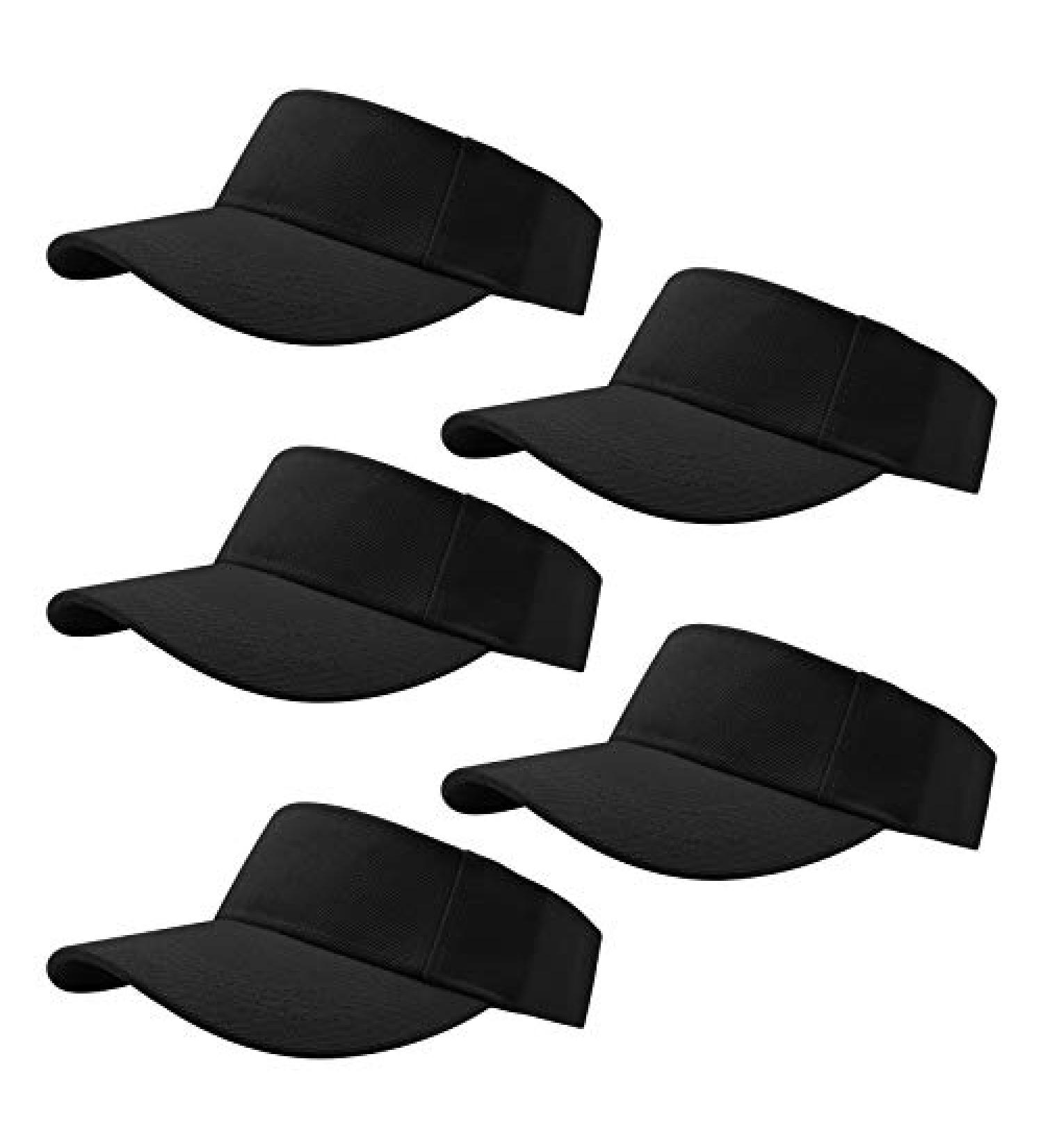 Adjustable Sport Visor Hats for Men and Women - Black Sun Visors - 5 Pieces Set - Buy Online on SooperMarket.com