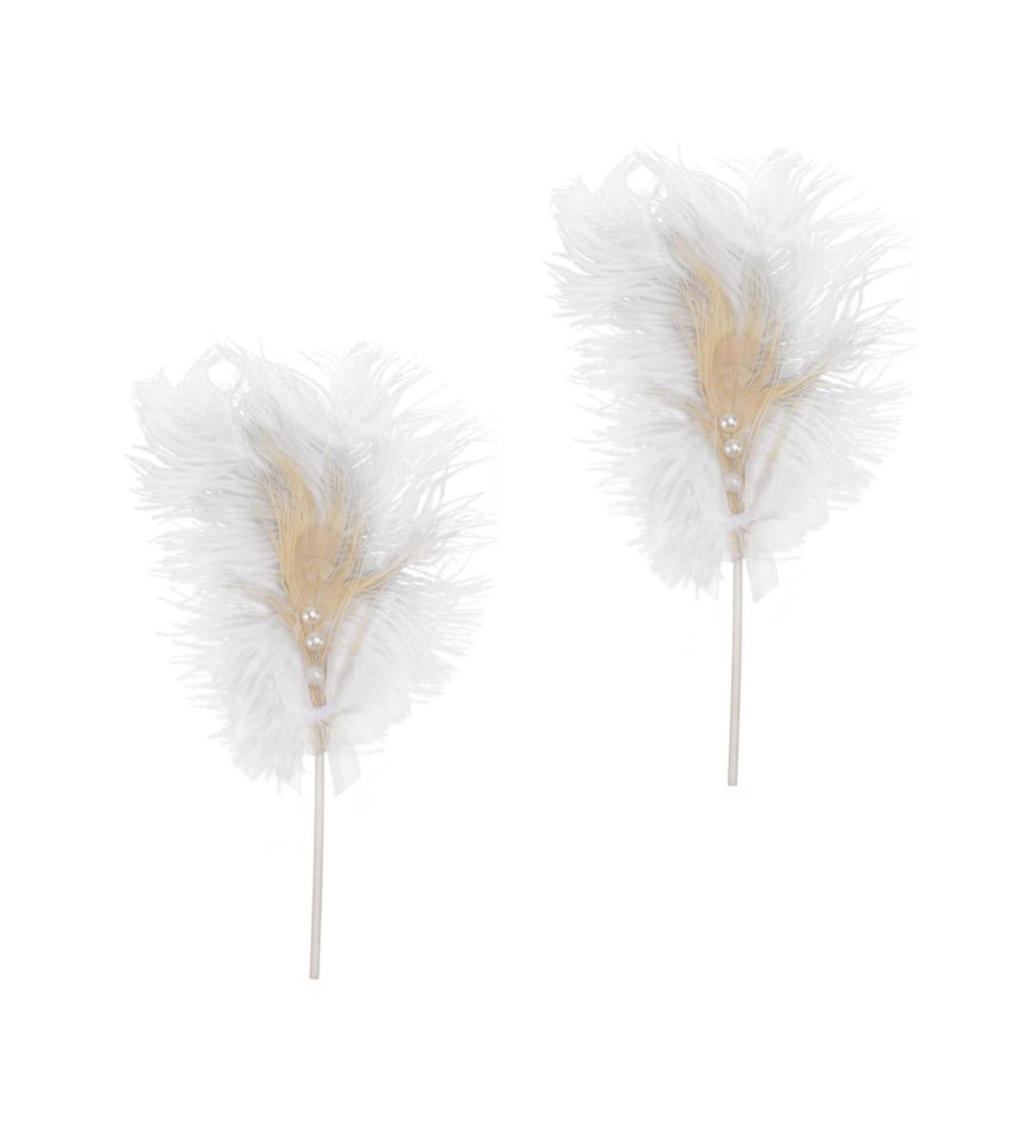 NAMOARLY 2 Pcs Insert Pearl Trim Pearl Decor Beige Decor Ostrich Trim Baking Diy Decor Dessert Inserting Decor Inserting Baking Topper Baking Toppers Insert Card Cake White White 12X5.5CM - Buy Online on SooperMarket.com