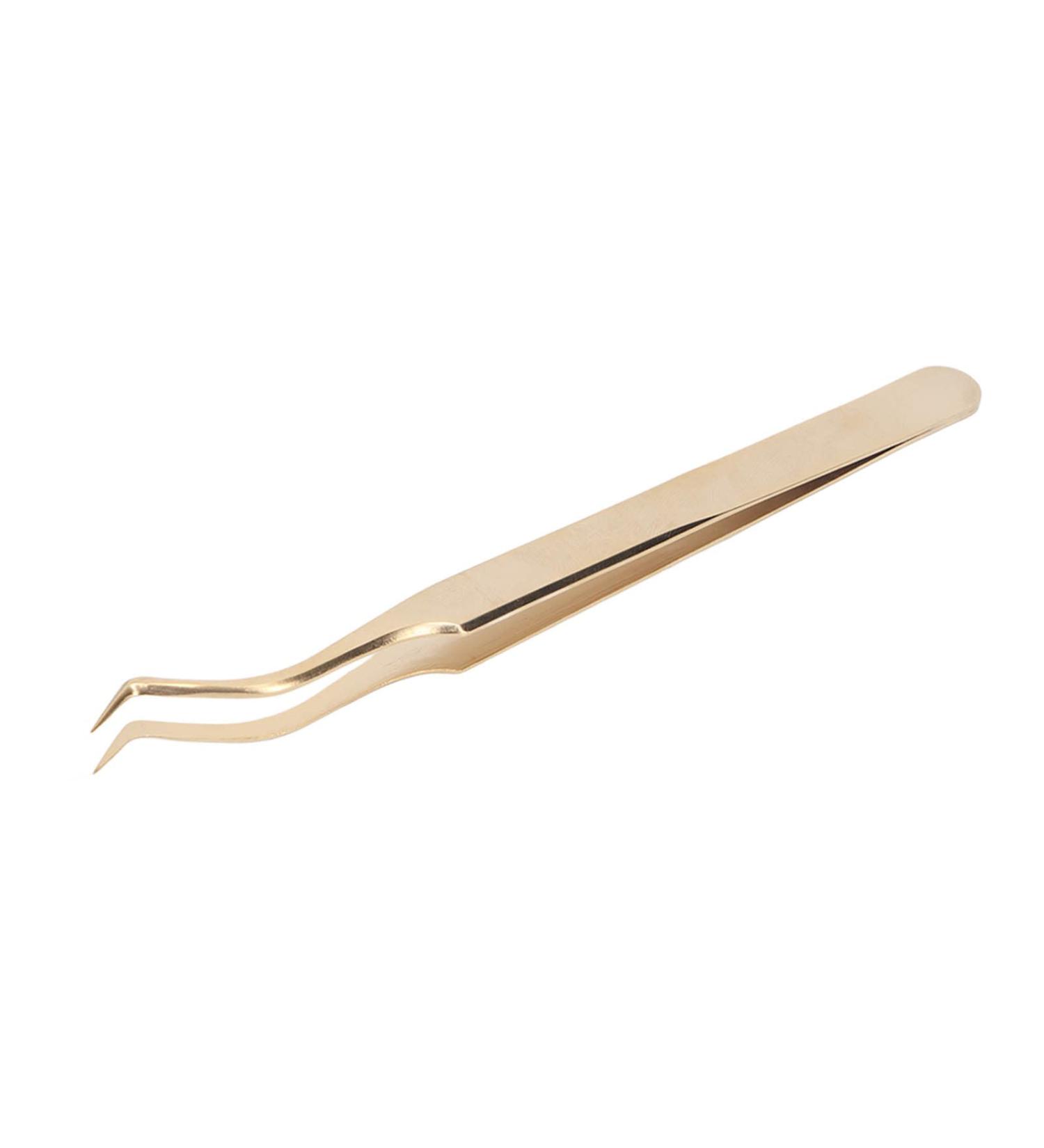 Professional Stainless Steel Eyelash Extension Tweezers - Durable & Precision Beauty Tools - Golden Edition - Buy Online on SooperMarket.com
