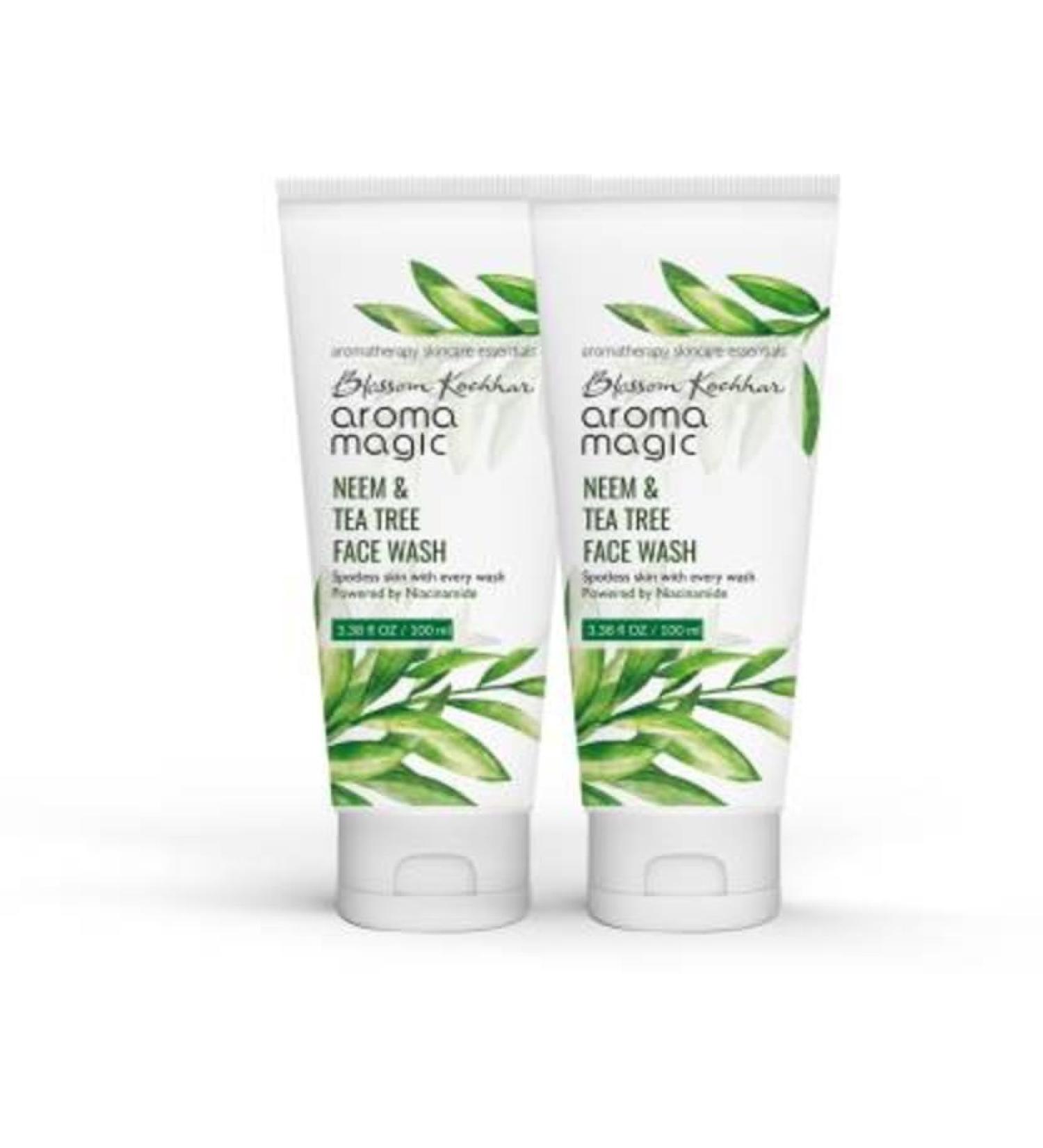 Aroma Magic Neem & Tea Tree Face Wash (Pack of 2) - Natural Acne Cleanser for Men & Women | Hydrating Facewash for Oily & Sensitive Skin | 3.38 Fl Oz (100ml) - Buy Internationally - Buy Online on SooperMarket.com