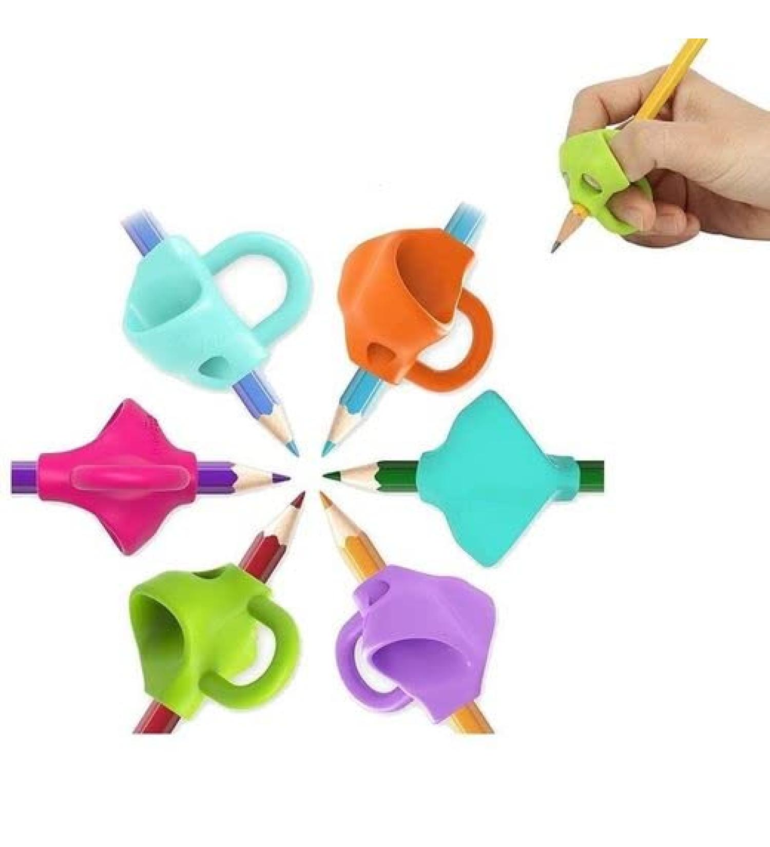 Mavurakids Ergonomic Writing Aid Pencil Grips for Children | Left & Right-Handed Pen Holders | 6-Pack | Colorful Writing Assistance - Buy Online on SooperMarket.com