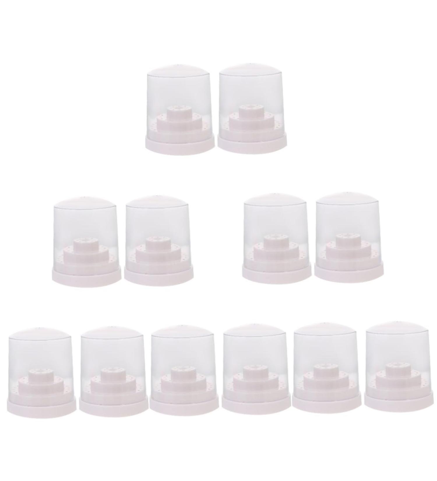 FRCOLOR 12 Pcs Grinding Head Storage Box Drill Acrylic Cover Case Nail Storage Organizer Nail Bit Storage Case Nail Bit Holder Manicure Nail Tool Plastic With Cover - Buy Online on SooperMarket.com