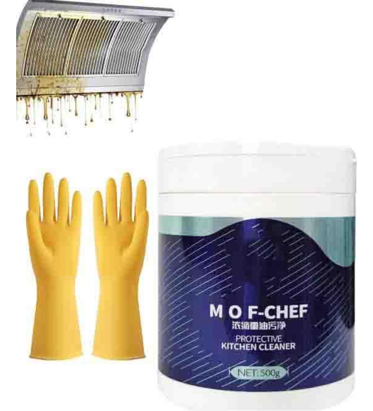 MOF-CHEF Protective Kitchen Cleaner | Tough Stains & Grease Remover (500g + Gloves) - International Shipping Available - Buy Online on SooperMarket.com