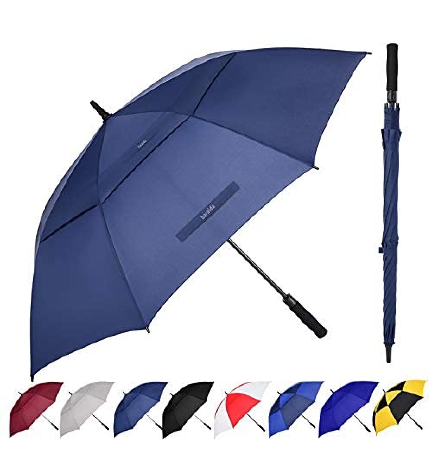 BARAIDA 62 Inch Golf Umbrella - Oversize Double Canopy Vented Windproof Waterproof Umbrella in Navy Blue - Automatic Open for Men, Women, and Family - Buy Online on SooperMarket.com