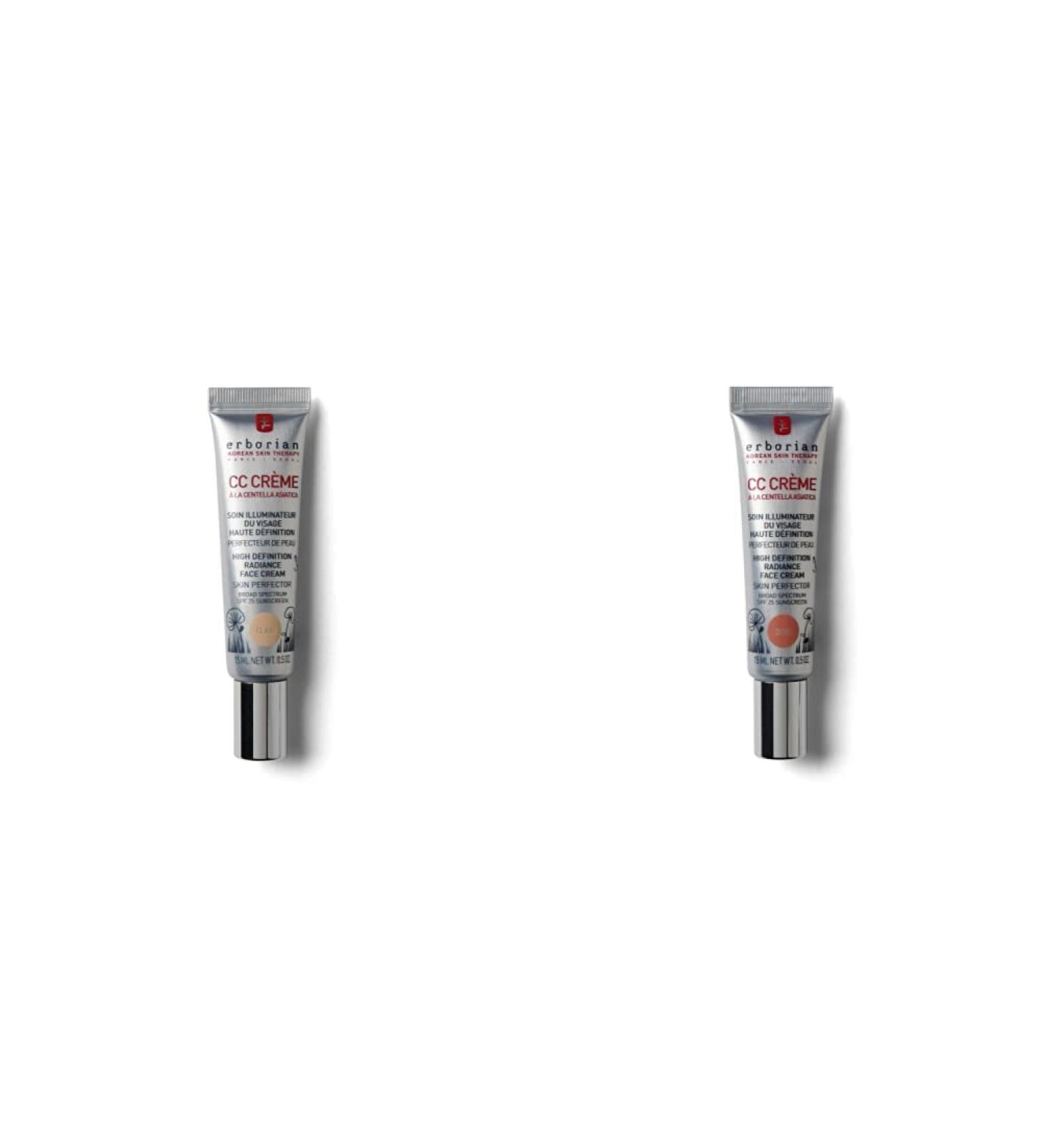 Erborian Korean CC Cream Skin Perfector SPF25 - Clair 15 ml & CC Cream with Centella Asiatica Lightweight Skin Perfector Tinted Moisturiser and Brightening Face Cream - 15ml - Buy Online on SooperMarket.com