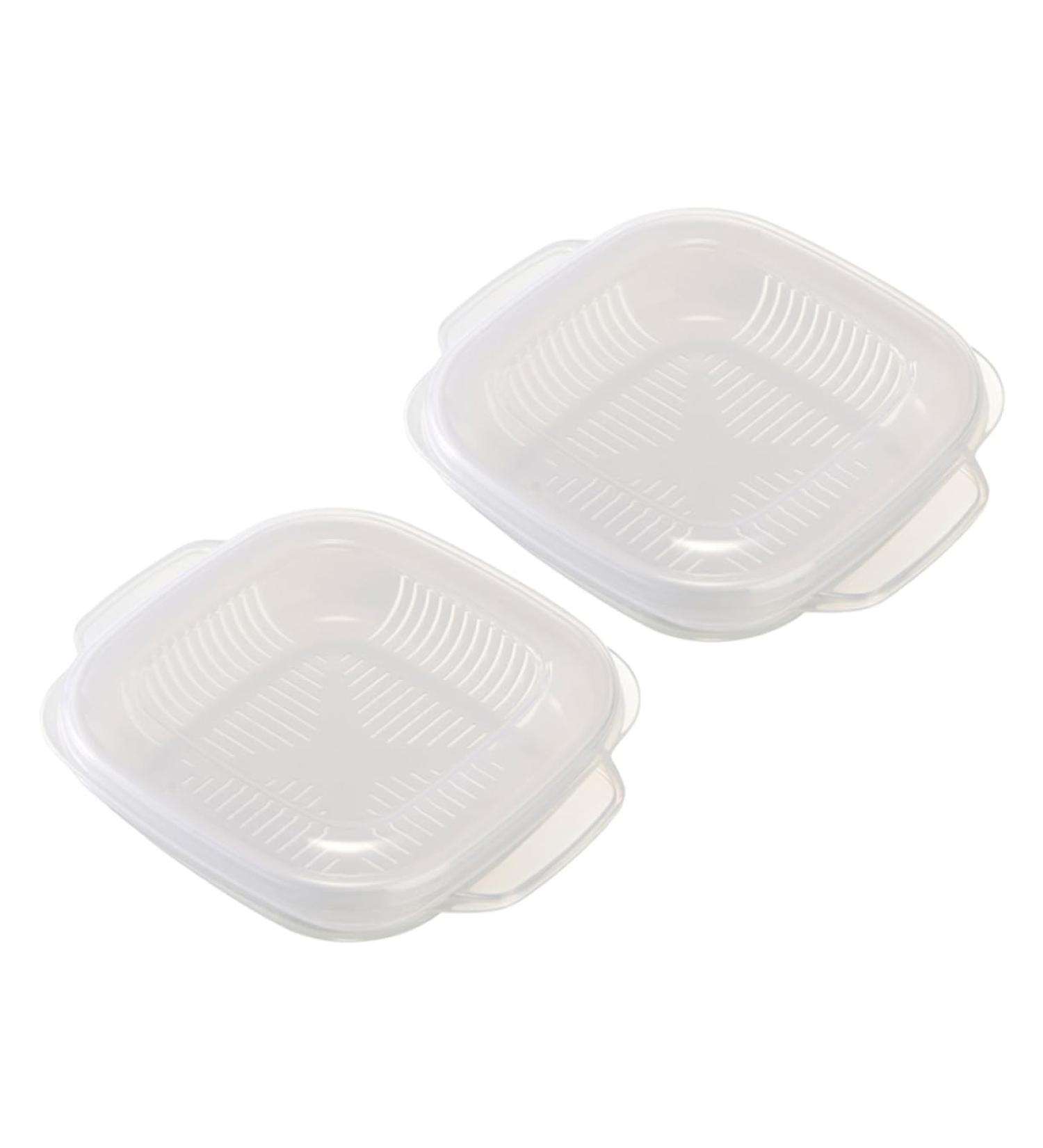 HOLIDYOYO Insulated Hot Lunch Box 2pcs Box Kitchen Rice Lunch Box Micro-Wave Oven Steamer Crisper Tray - Buy Online on SooperMarket.com