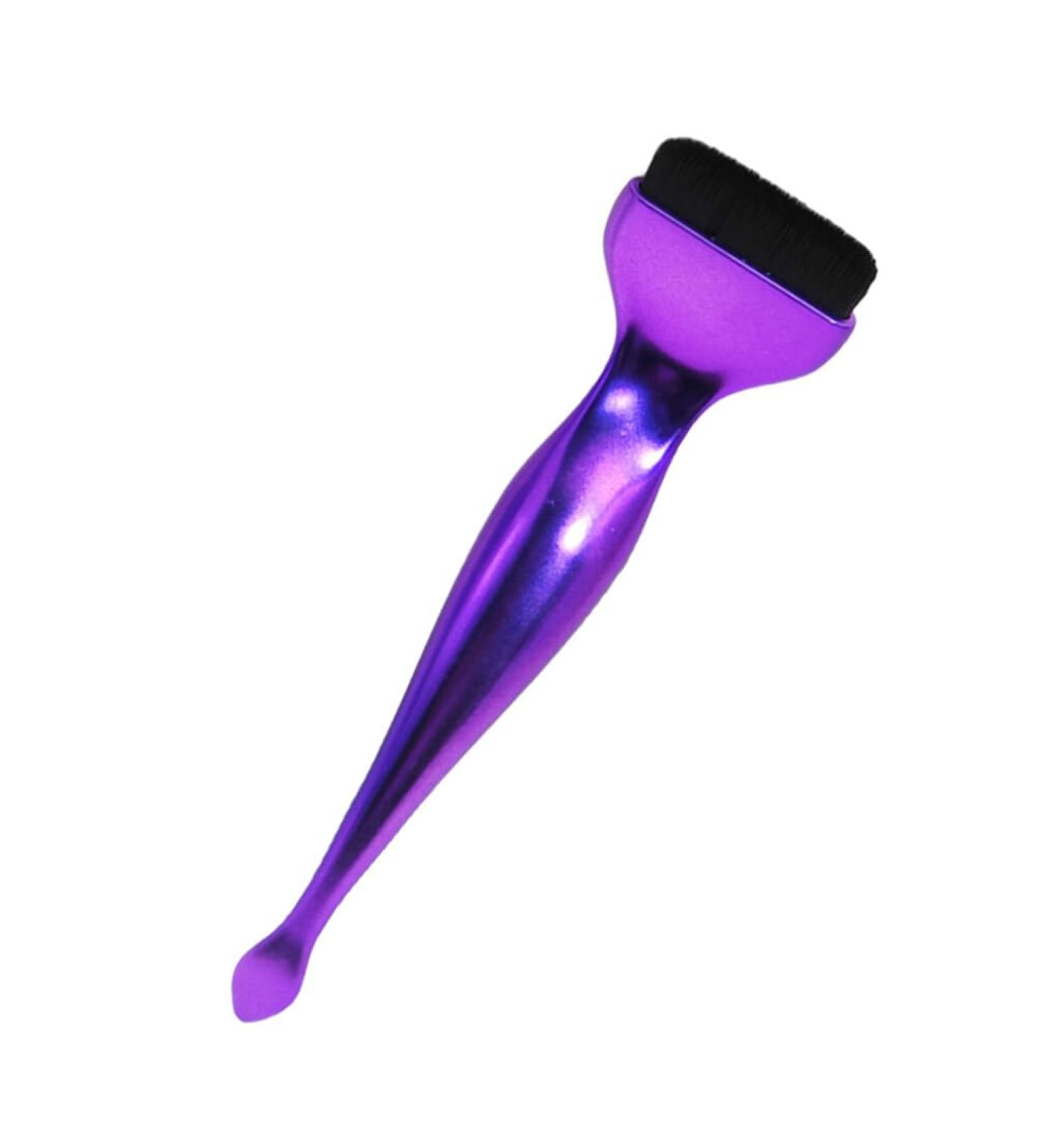 NOLITOY Makeup Foundation & Concealer Brush Set | Flat Top & Eye Shadow Brushes with Spoon for Liquid Blending - Purple - Buy Online on SooperMarket.com