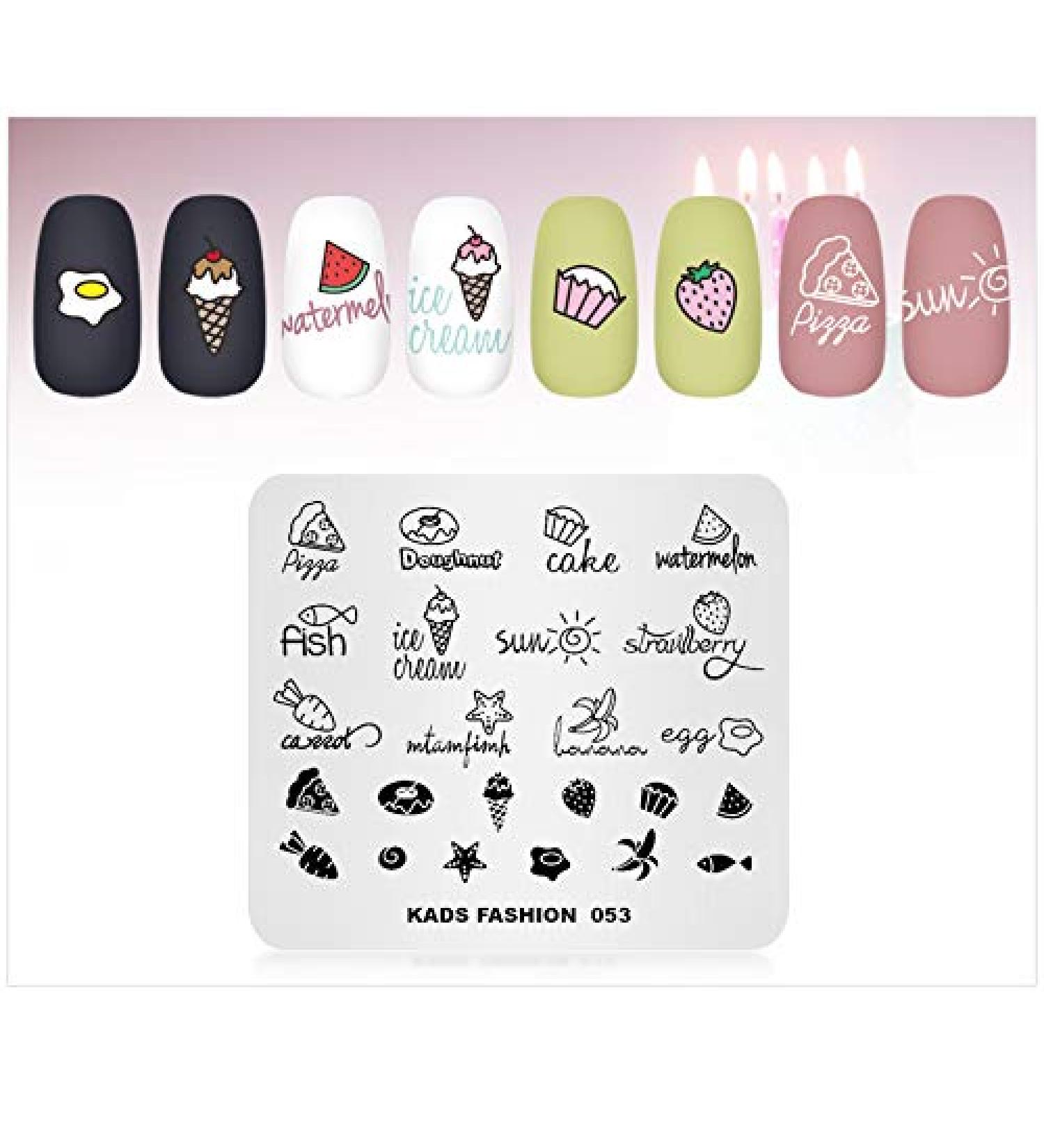 Nail Stamping Plate Fashion Food Fruit Summer Cake Fish Ice Cream Theme Multi-Pattern Stamp Print Image Stamp Template Nail Art for Nail Design 6# - Buy Online on SooperMarket.com
