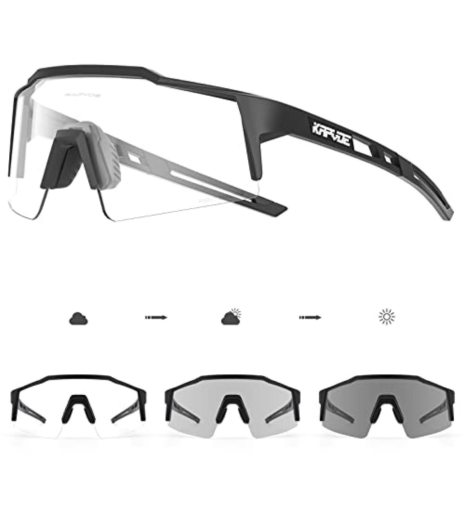 KAPVOE Photochromic Cycling Glasses | MTB Sunglasses with Clear Colorful Lenses - Buy Online on SooperMarket.com