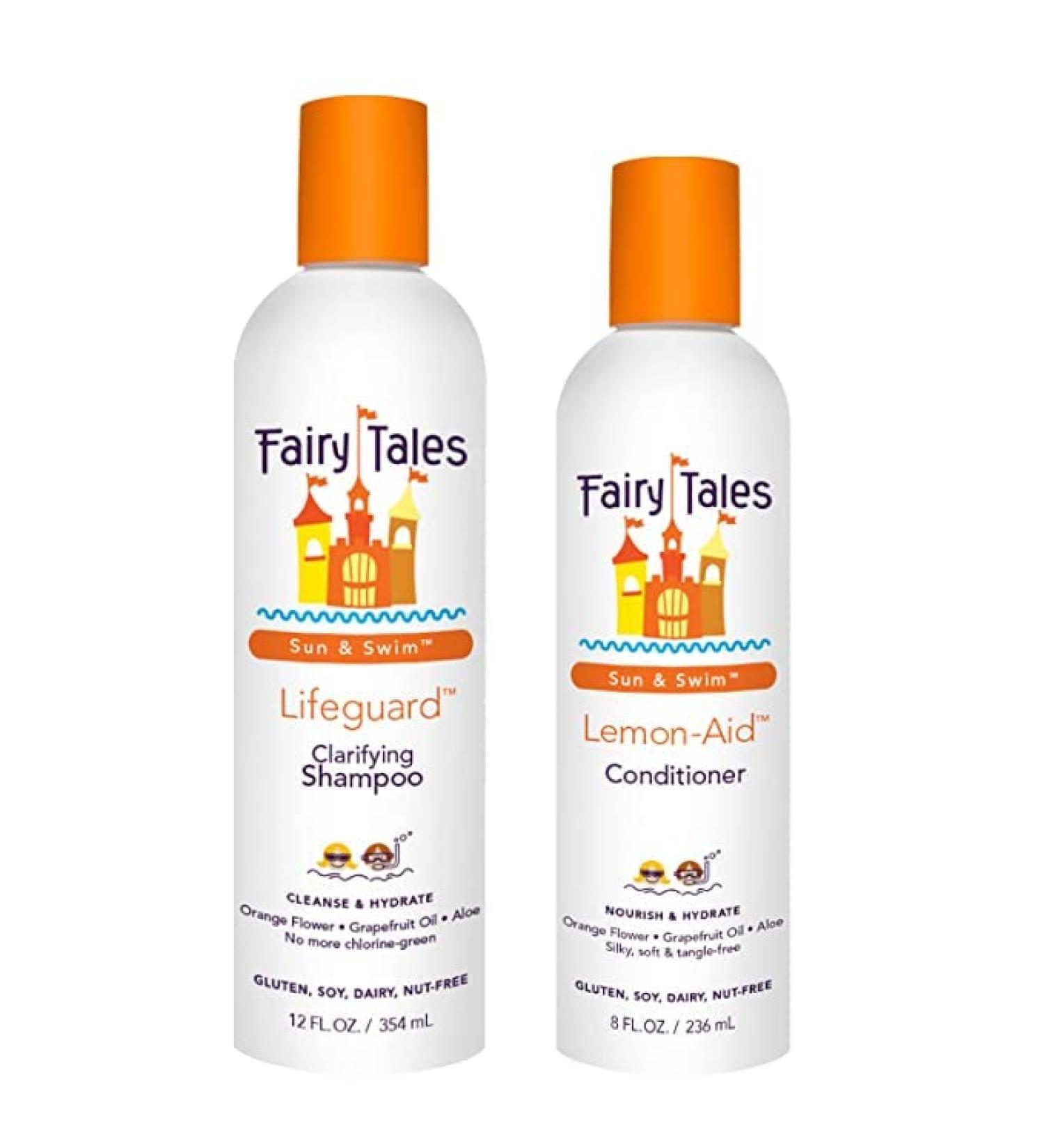 Fairy Tales Kids Swim Shampoo & Conditioner Set - Chlorine Removal, Natural Ingredients, No ParabensSulfates - 12oz & 8oz - Buy Online on SooperMarket.com
