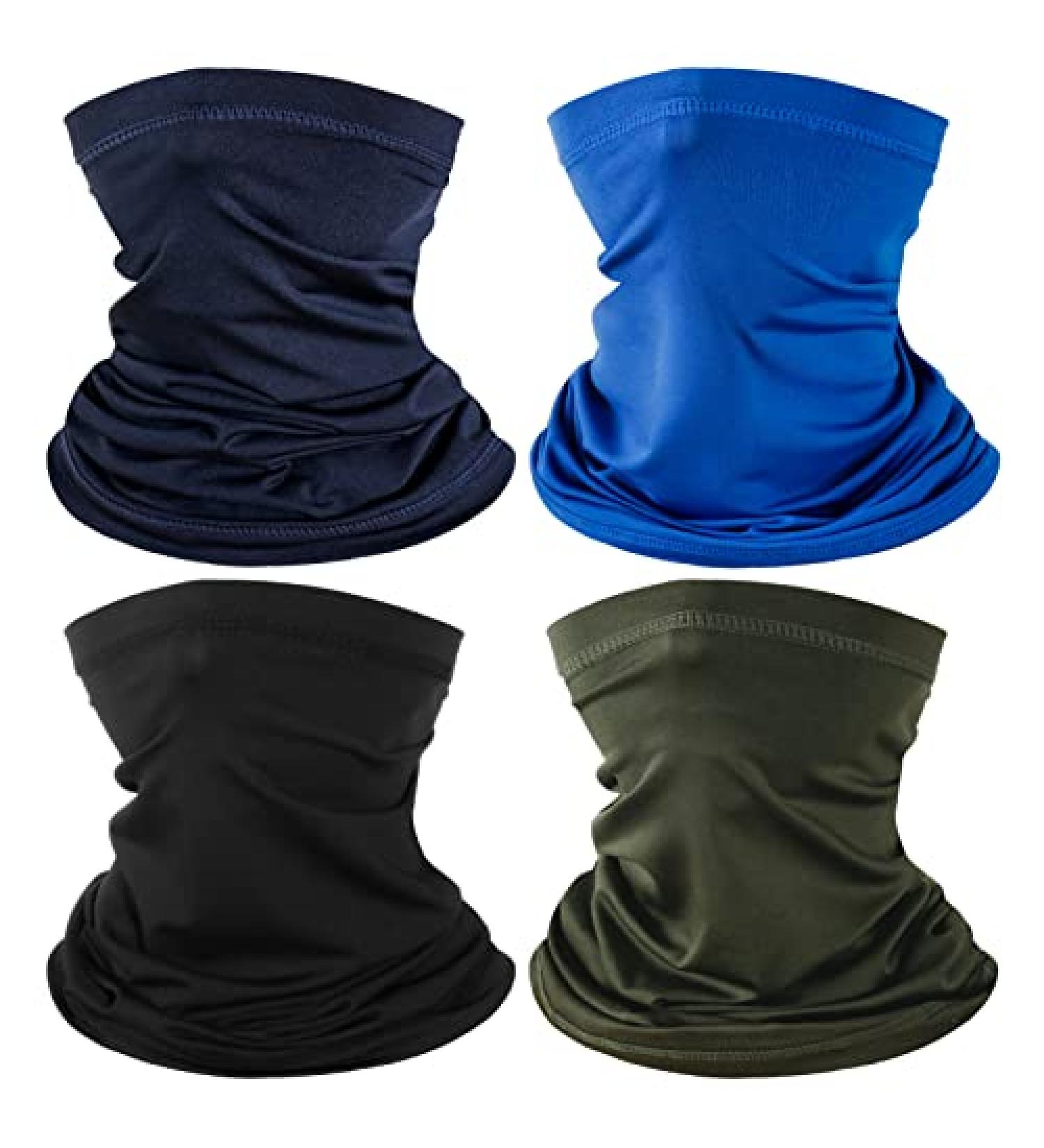 4 Pack Neck Gaiter Face Mask Scarf Bandanas - Breathable Outdoor Headwear for Men Women - Black Blue Navy Army Green - Buy Online on SooperMarket.com