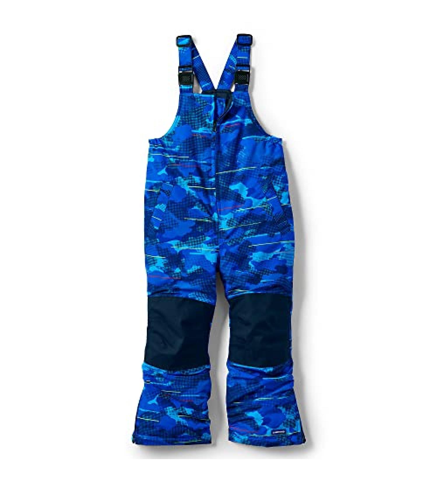 Lands' End Kids Slim Squall Waterproof Iron Knee Bib Snow Pants 14 Cobalt Camo | Waterproof & Durable Snow Pants for Boys - Buy Online on SooperMarket.com