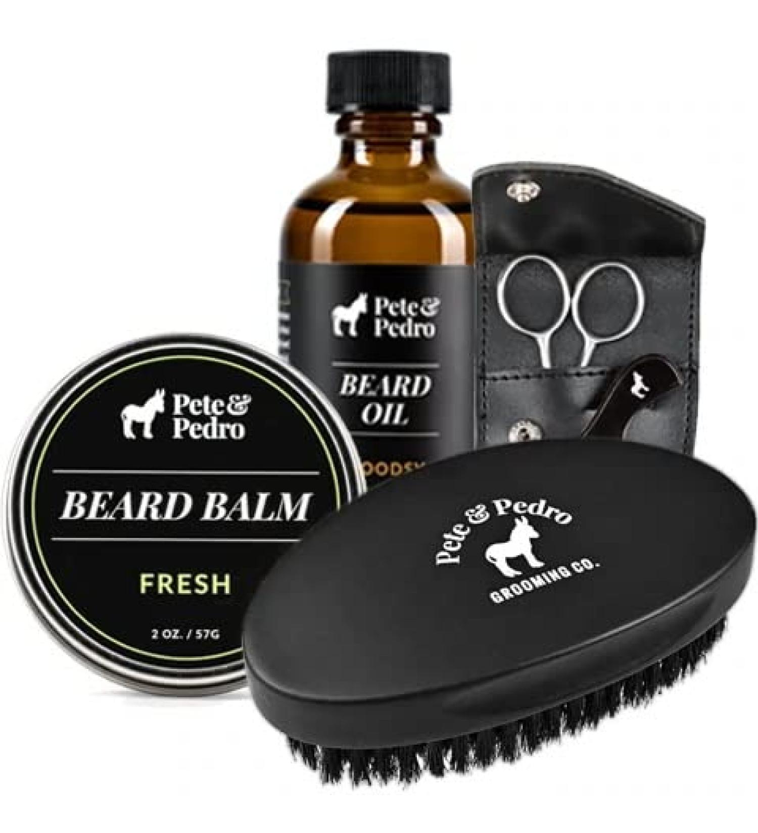 Pete & Pedro Beard Care Kit 4-Piece Grooming Set | Comb Scissors Balm & Oil | Shark Tank Featured - Buy Online on SooperMarket.com