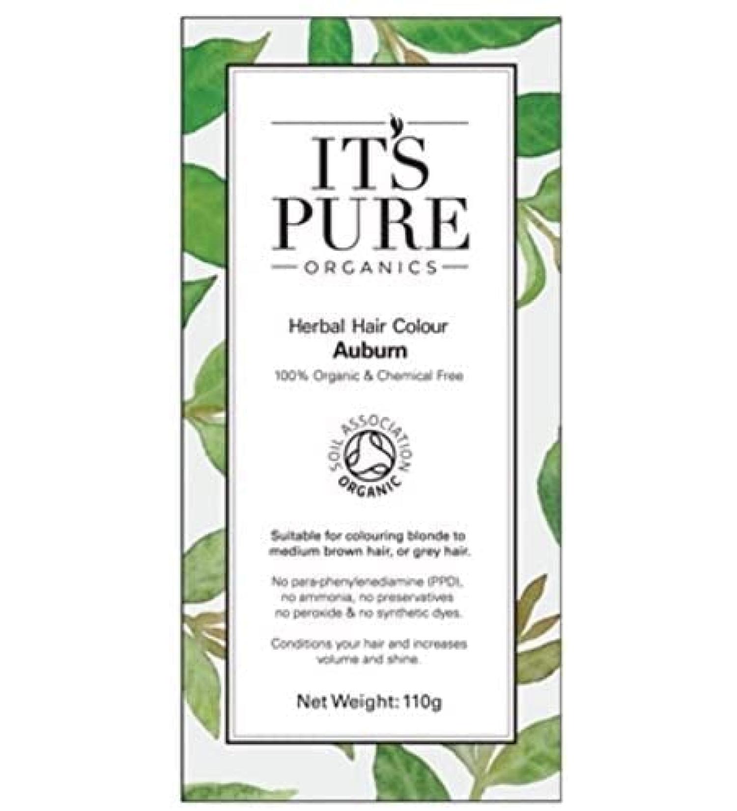 It's Pure Organic Henna Hair Dye in Auburn | 100% Natural Vegan & Gluten Free | PPD Free Hair Dye Ammonia Free Resorcinol Free & Peroxide Free | Volumising Strengthening & Revitalising | Auburn 110 g (Pack of 1)