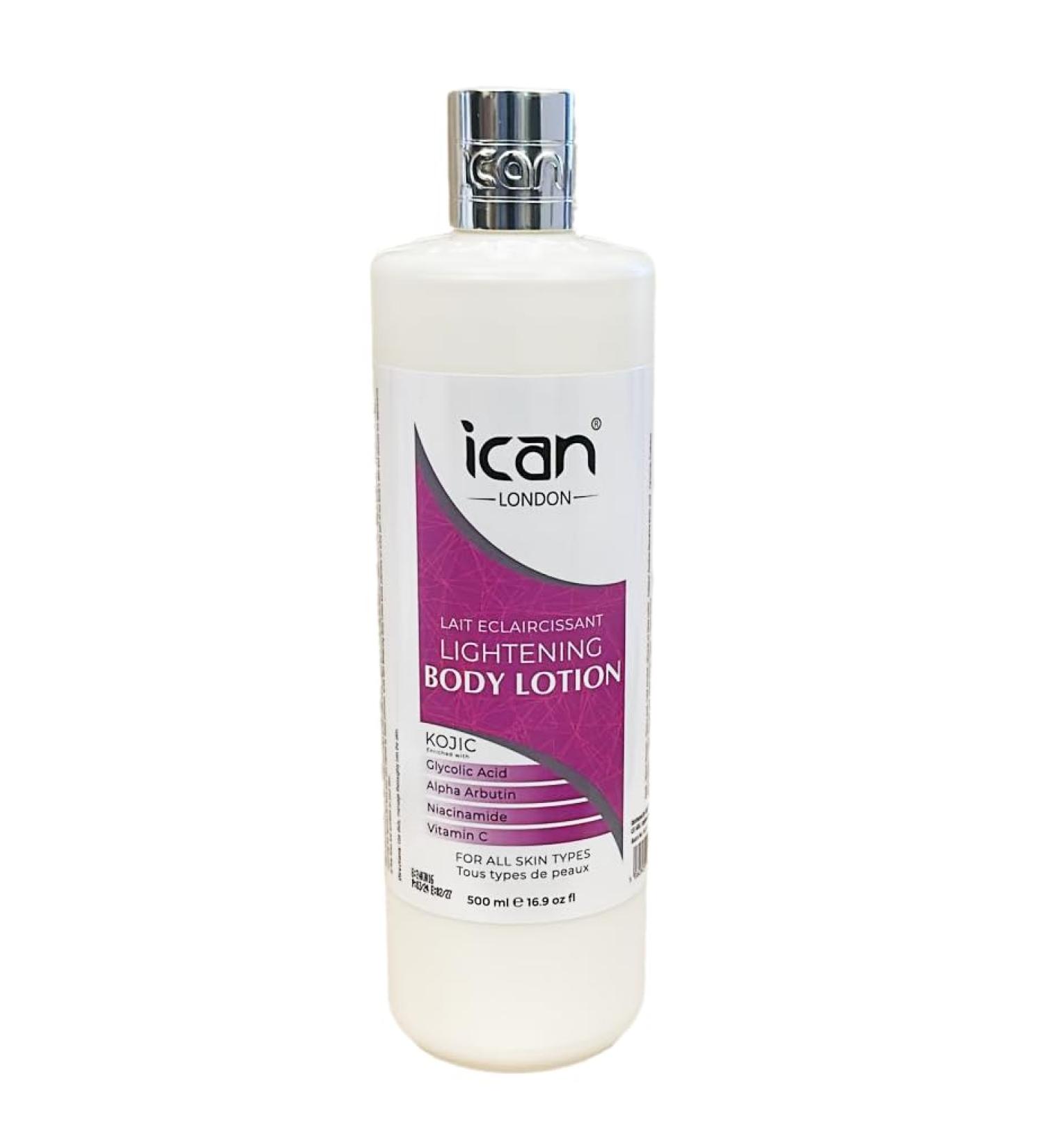 ican London Kojic Lightening Body Lotion Enriched With Glcolic Acid Niacinamide & Vitamin C 500ml