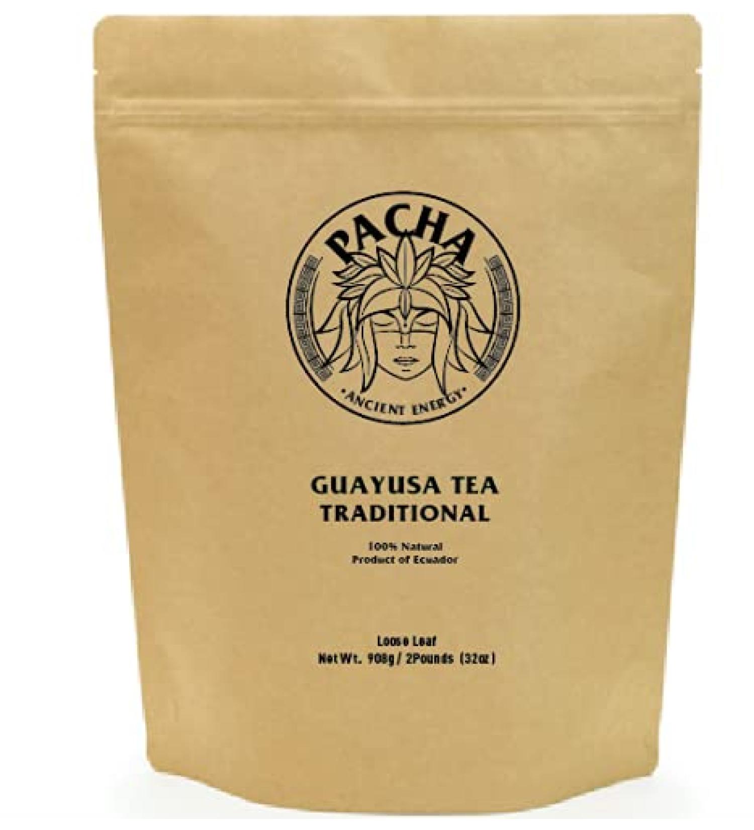GUAYUSA LOOSE LEAF TEA by PACHA - 2 Pounds (32oz) | 66 mg Caffeine per serving | Clean & Balanced Energy | Boost Performance & Mental Clarity | Alternative to Coffee Green Tea | - Buy Online on SooperMarket.com
