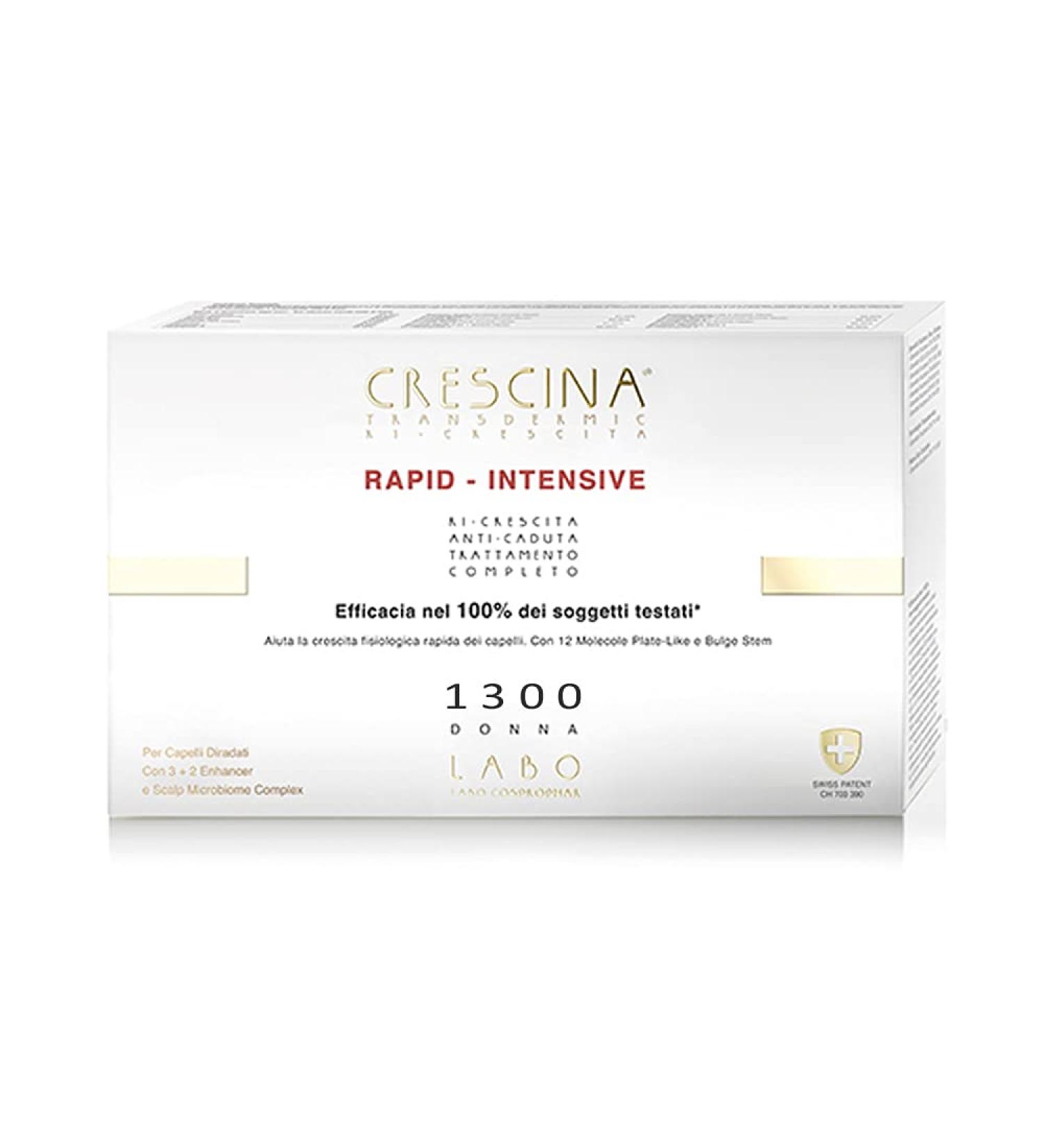 LABO Crescina Transdermic RAPID-INTENSIVE double treatment against hair loss and hair growth 1300 Women 10+10 ampoules