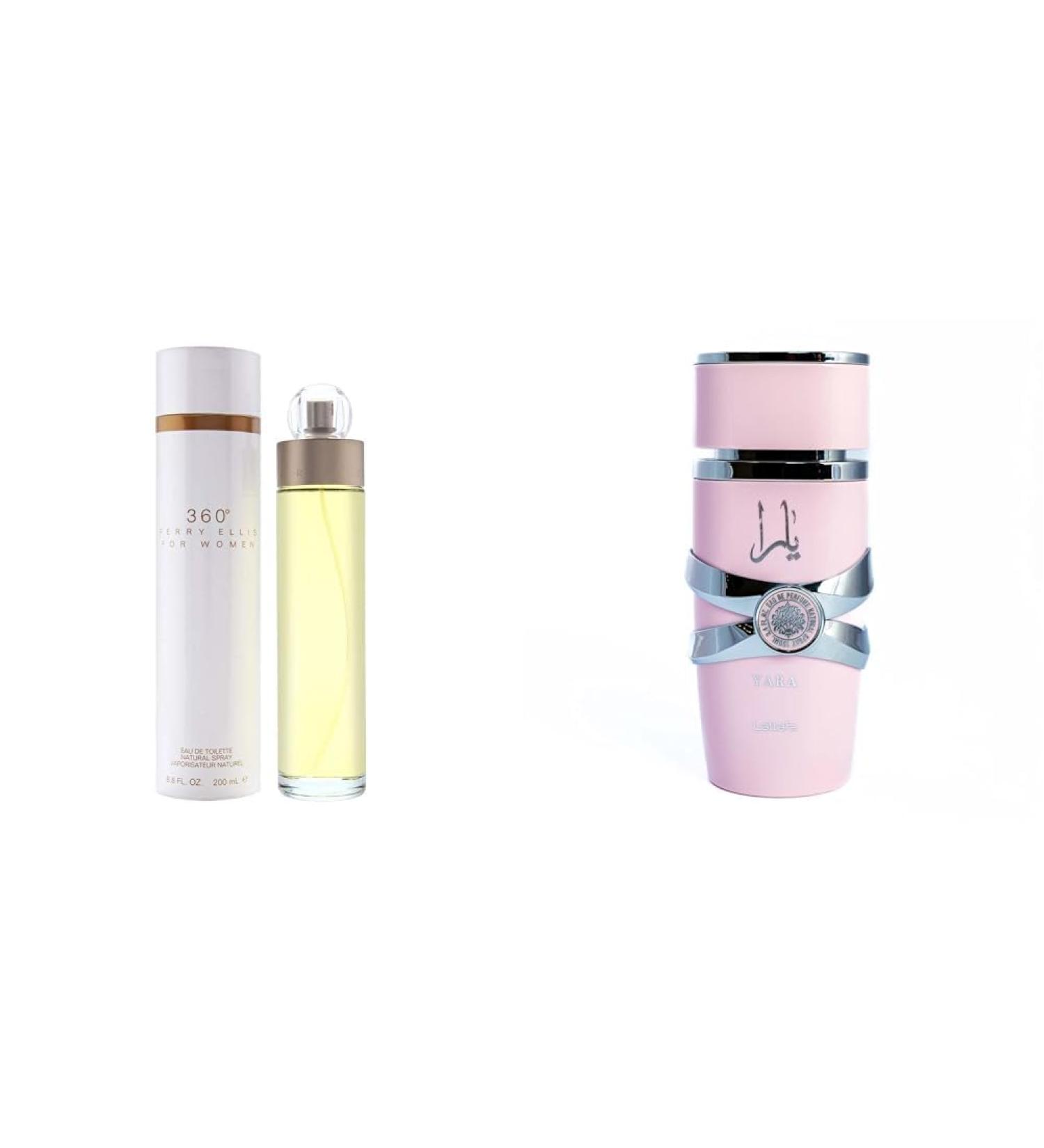 Perry Ellis 360 Eau De Toilette Spray 6.8 Oz/ 200 Ml for Women & Lattafa Yara for Women Eau de Parfum Spray 3.40 Ounce / 100 ml - Buy Online on SooperMarket.com