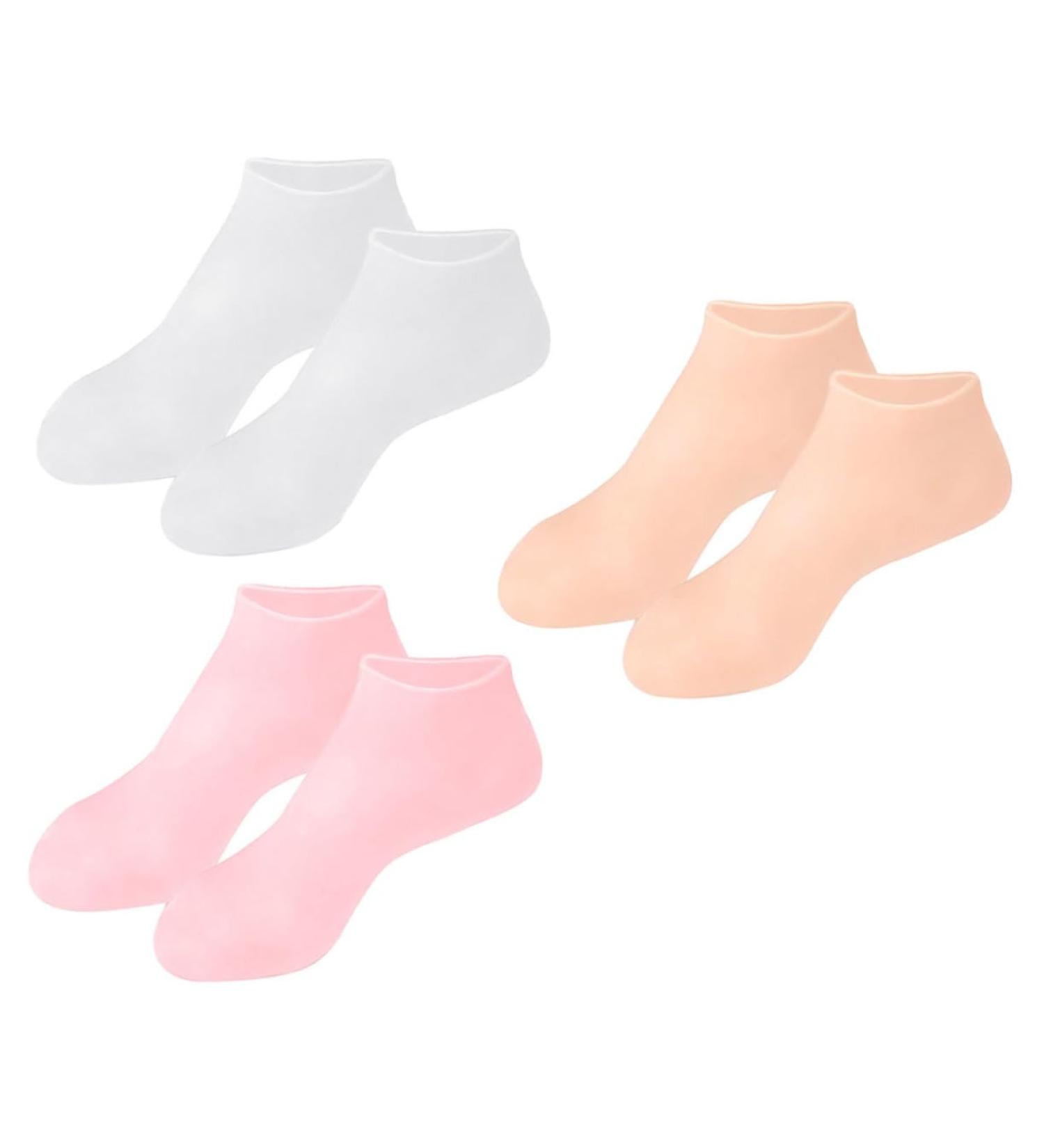 Healeved 3 Pairs Gel Socks Footies Socks for Women Lined Socks Lotion Socks Anti Cracking Foot Socks High Heel Protectors Socks for Heels Spa Socks Cracked Women's Invisible Sebs Stocking 16.5x8.5cm - Buy Online on SooperMarket.com