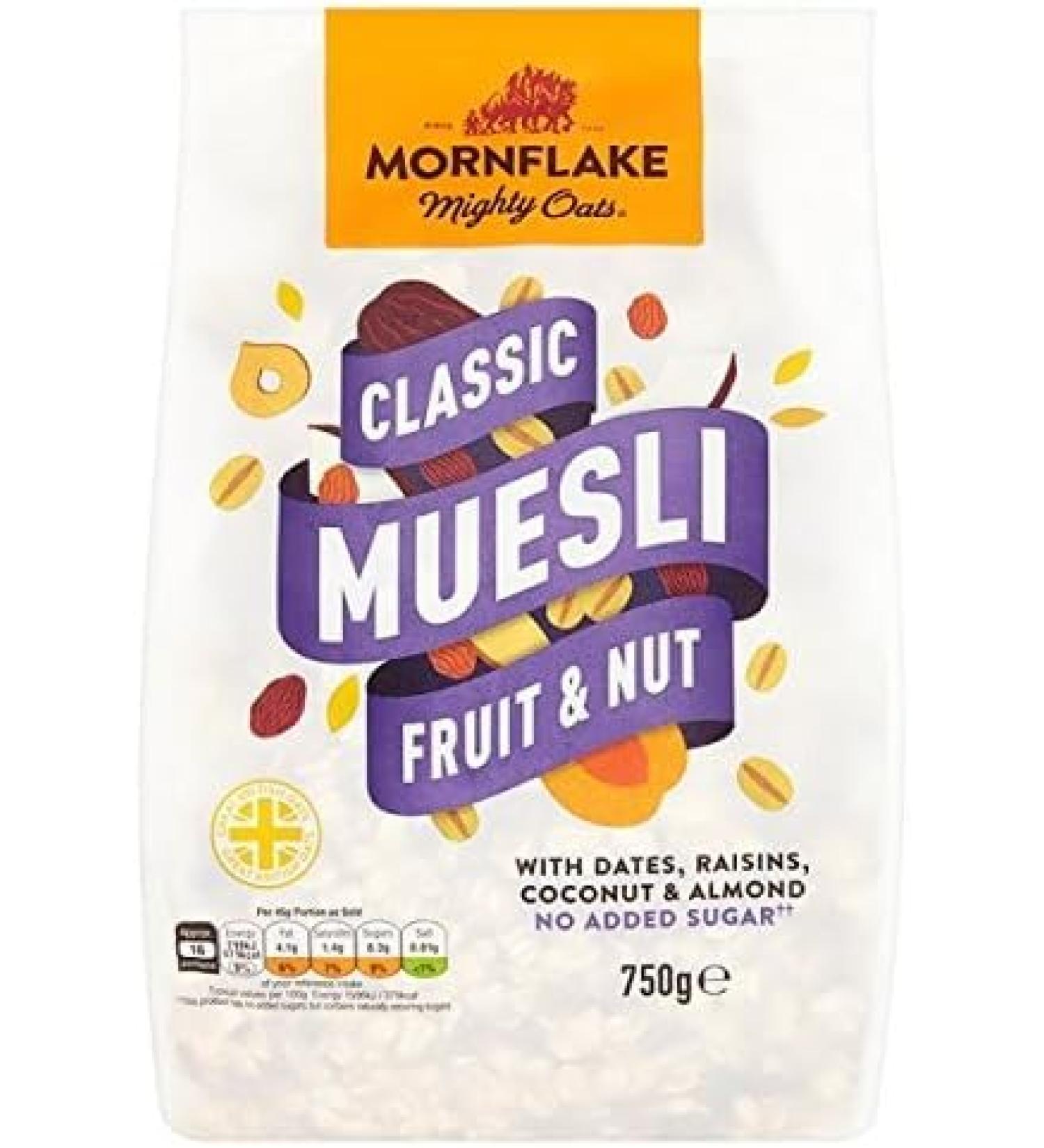Mornflake Classic Muesli Fruit & Nut - 750g | High fibre Contains wholegrain No added Sugar & Salt Great for Vegetarians & Vegans | Sold by Essential Products