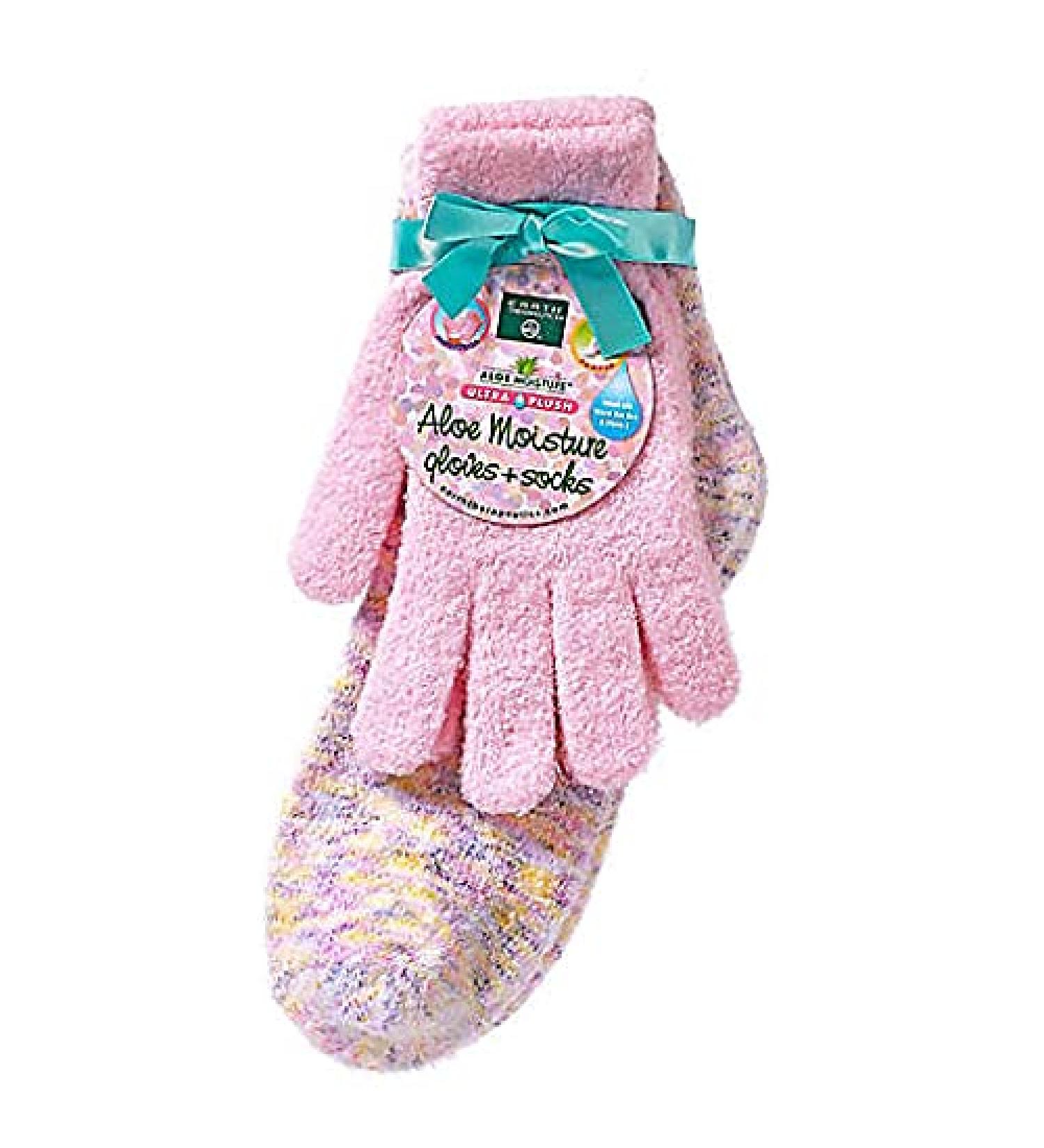 Earth Therapeutics Aloe Moisture Gloves & Socks Set - Confetti/Pink | Hydrating Spa Accessories - Buy Online on SooperMarket.com