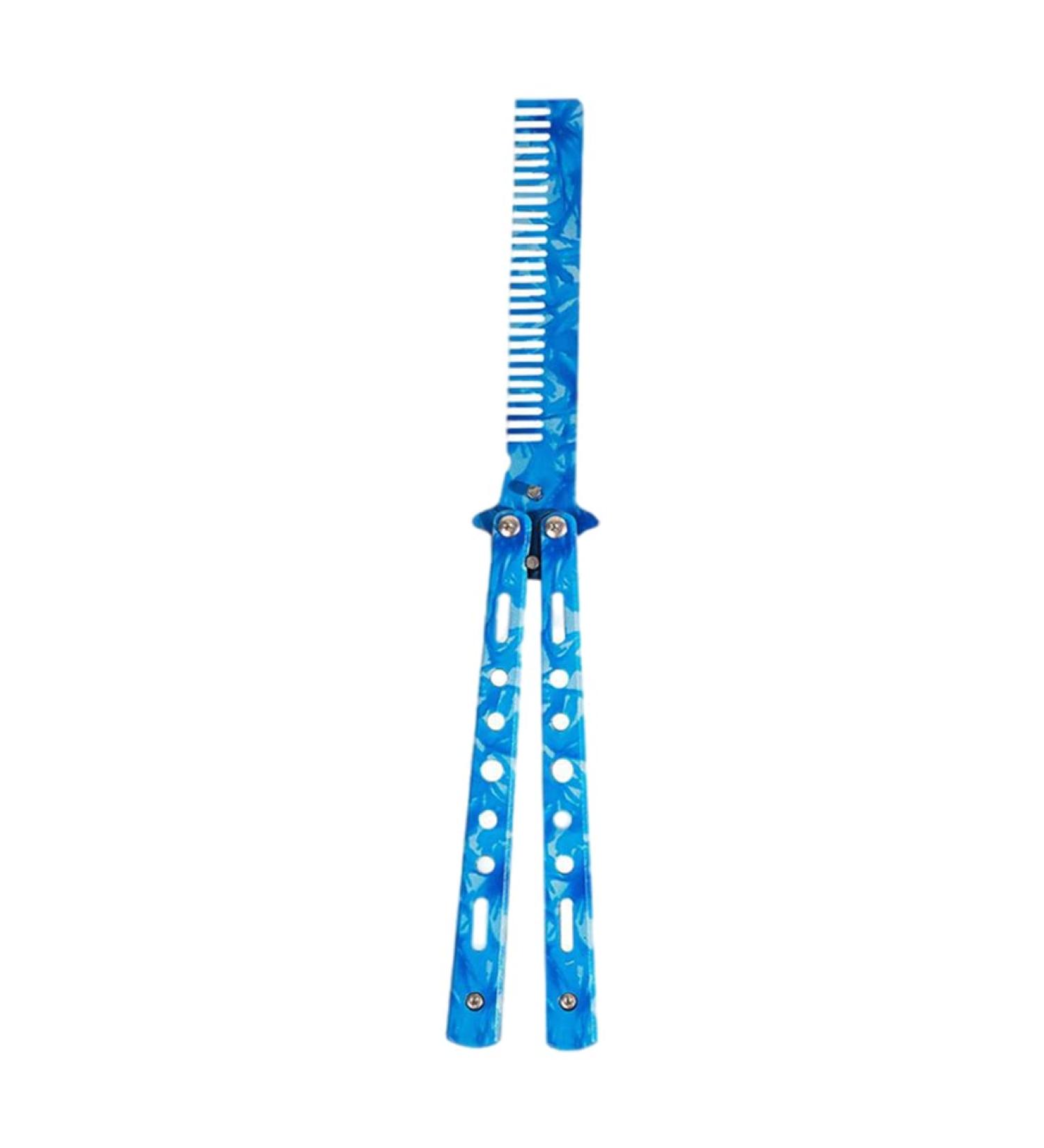 Butterfly Training Comb Comb Trainer Stainless Steel Unsharpened Slice Butterfly Training Comb for Beginner Practice Swords Training Tool Dark Blue - Buy Online on SooperMarket.com