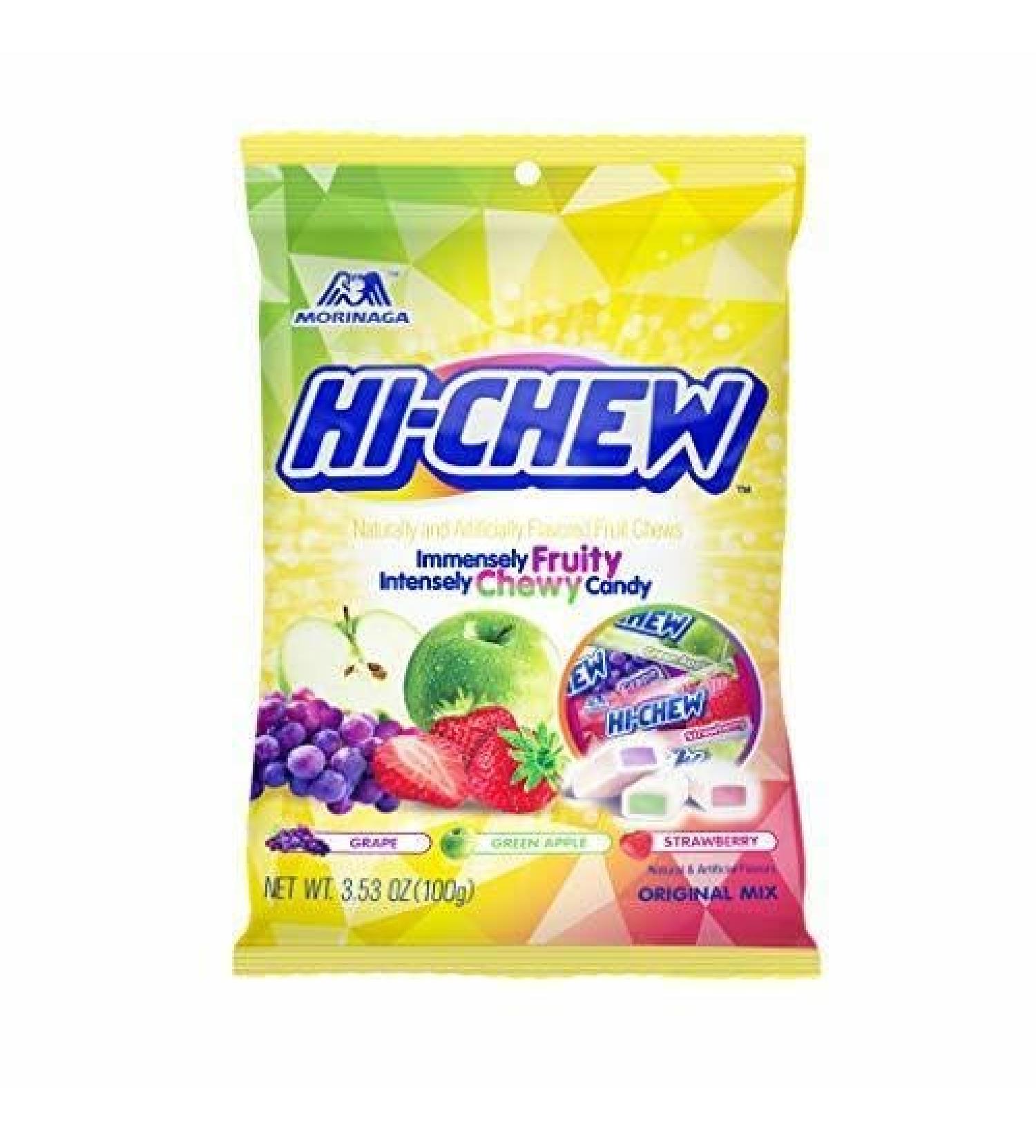 100g Hi-Chew Juicy Original Fruit Mix Flavour Fruit Chews Sweets - Japanese Sweets With Natural Flavourings - Mixed Flavours Including Strawberry Grape & Apple.