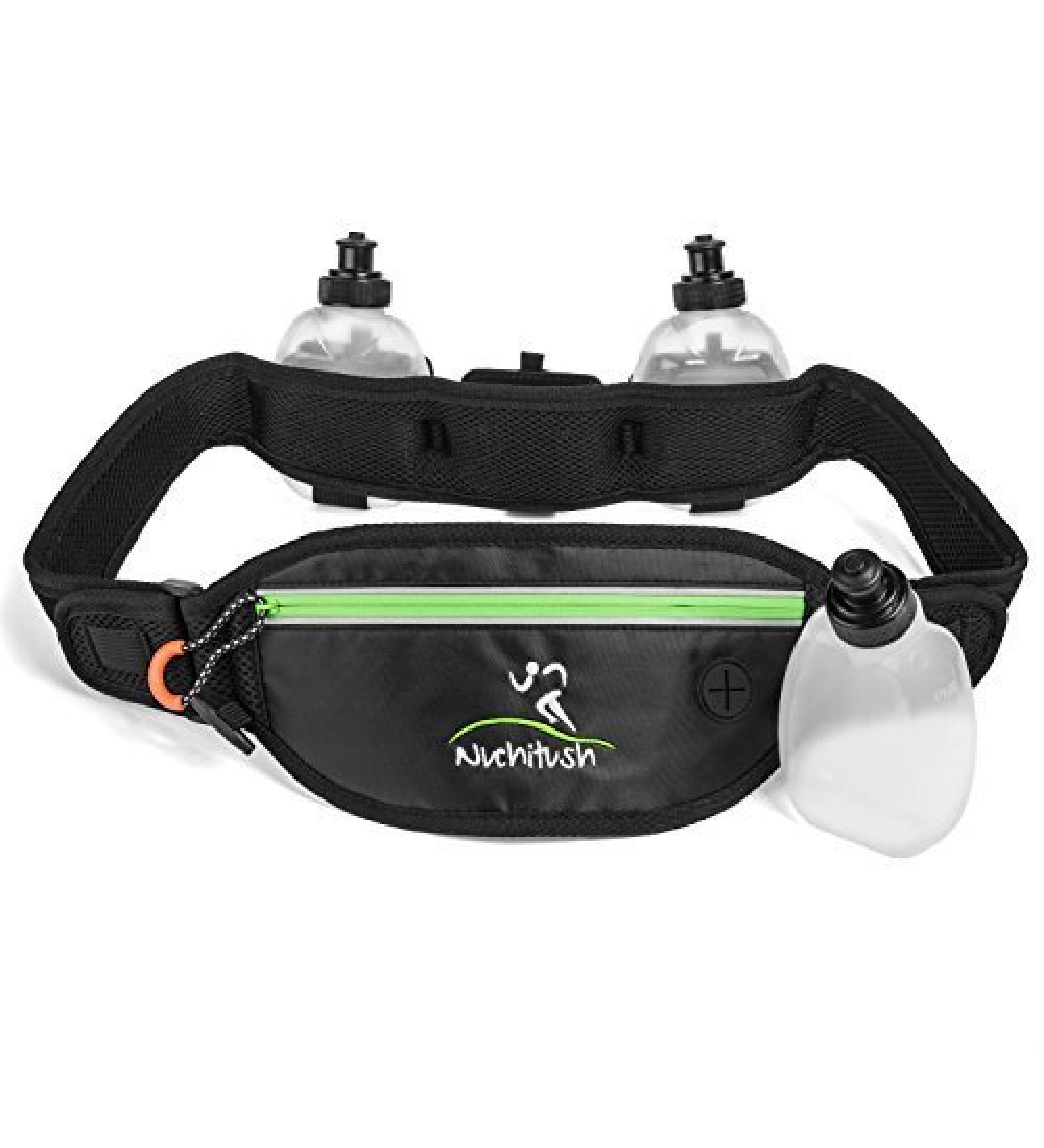 Hydration Running Belt for Top Athletes, Can Fit iPhone 7, iPhone 6S, Galaxy Note 7. Bonus: 3x 6oz Water Bottles. w/35 up to 44 inches Adjustable Waist