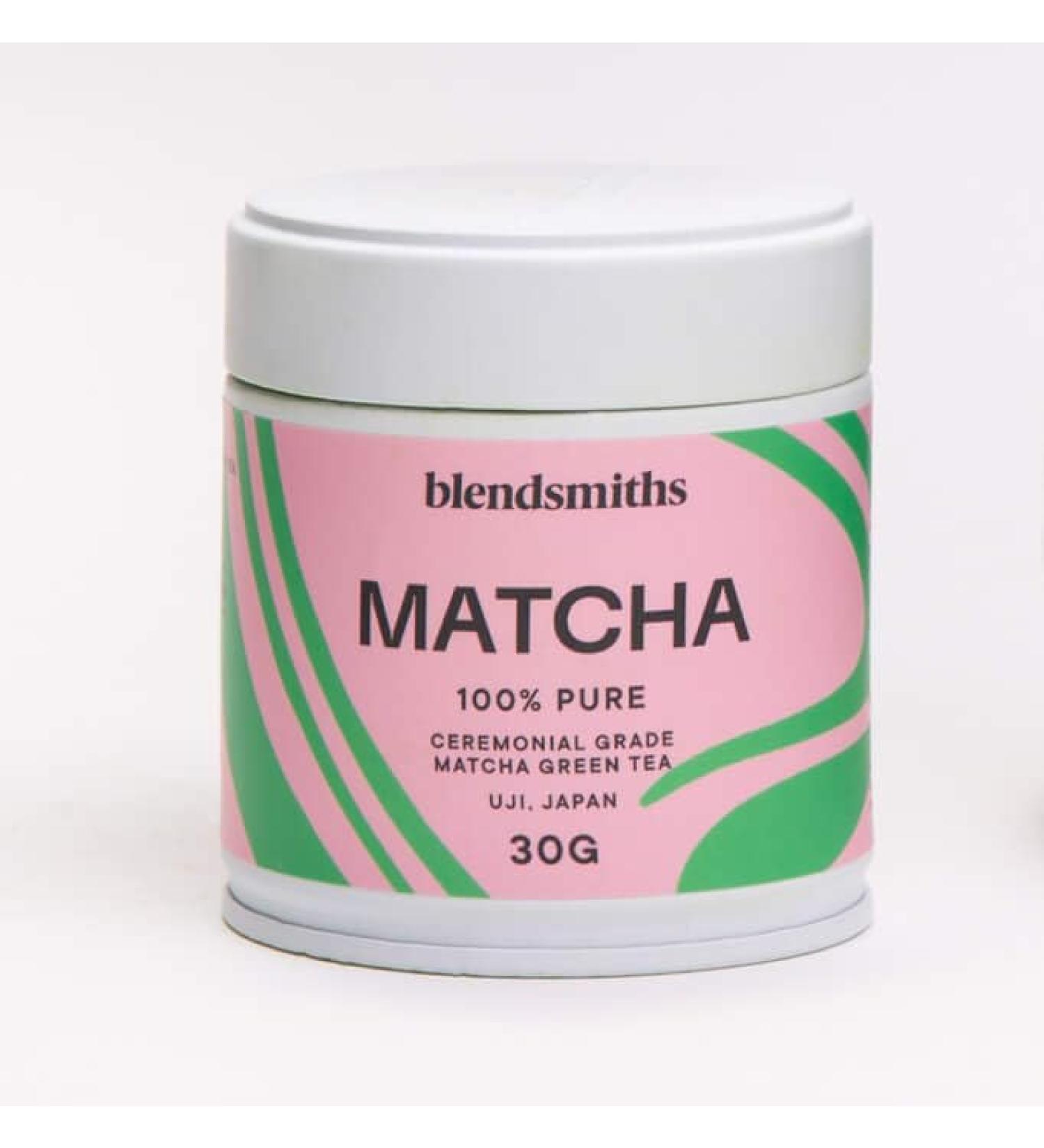 BLENDSMITHS | 100% Pure Ceremonial Grade Matcha Green Tea Powder | Sourced from Uji Kyoto | 30g Tin - 30 servings - Buy Online on SooperMarket.com