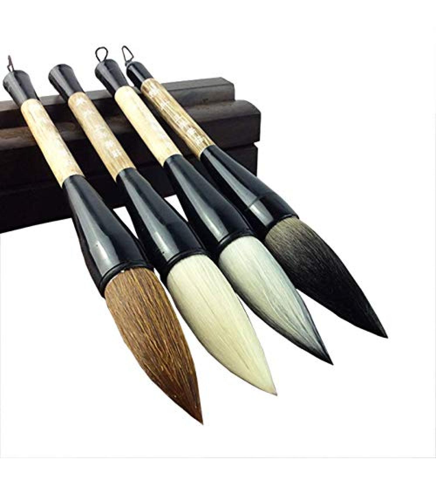 Large Chinese Calligraphy Brush Set - 4 Piece Sumi-e Painting Brushes - Buy Online on SooperMarket.com