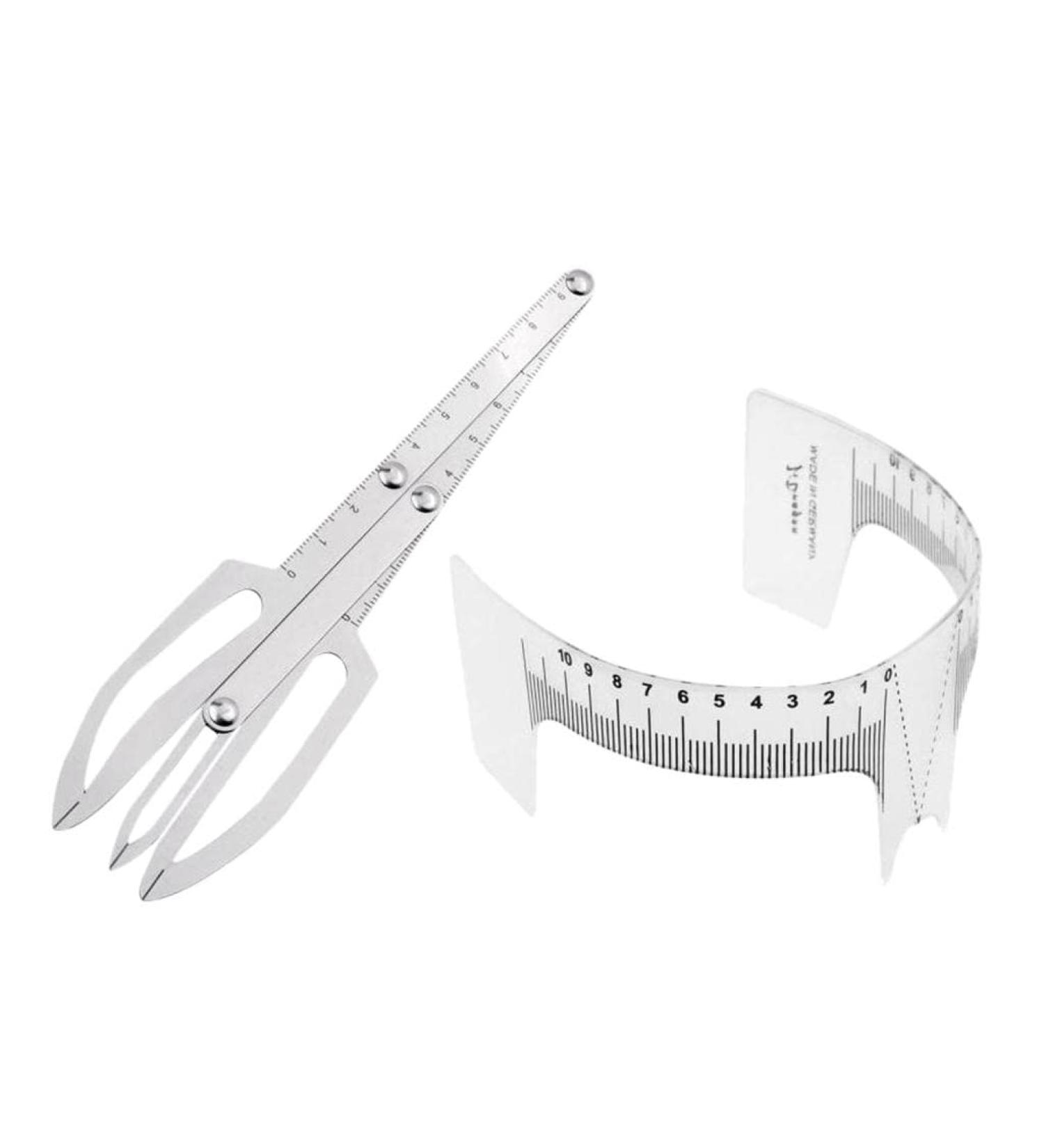 Tiuimk Stainless Steel Eyebrow Caliper Set with Removable Ruler Arm - Silver + Eyebrow Stencils - Microblading Tool for Precise and Easy Tracing - Perfect for Makeup Artists and Beginners - Buy Online on SooperMarket.com