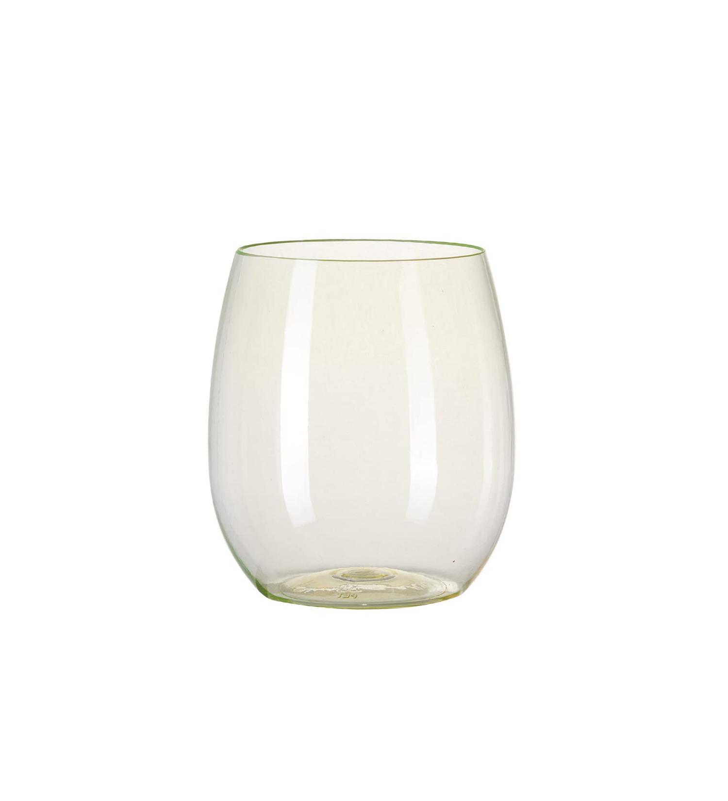 Lullaby 6 Pack Stemless Plastic Wine Glasses - 12oz Shatterproof BPA-Free Cups for Wedding Party & Mother's Day - Transparent Green - Buy Online on SooperMarket.com