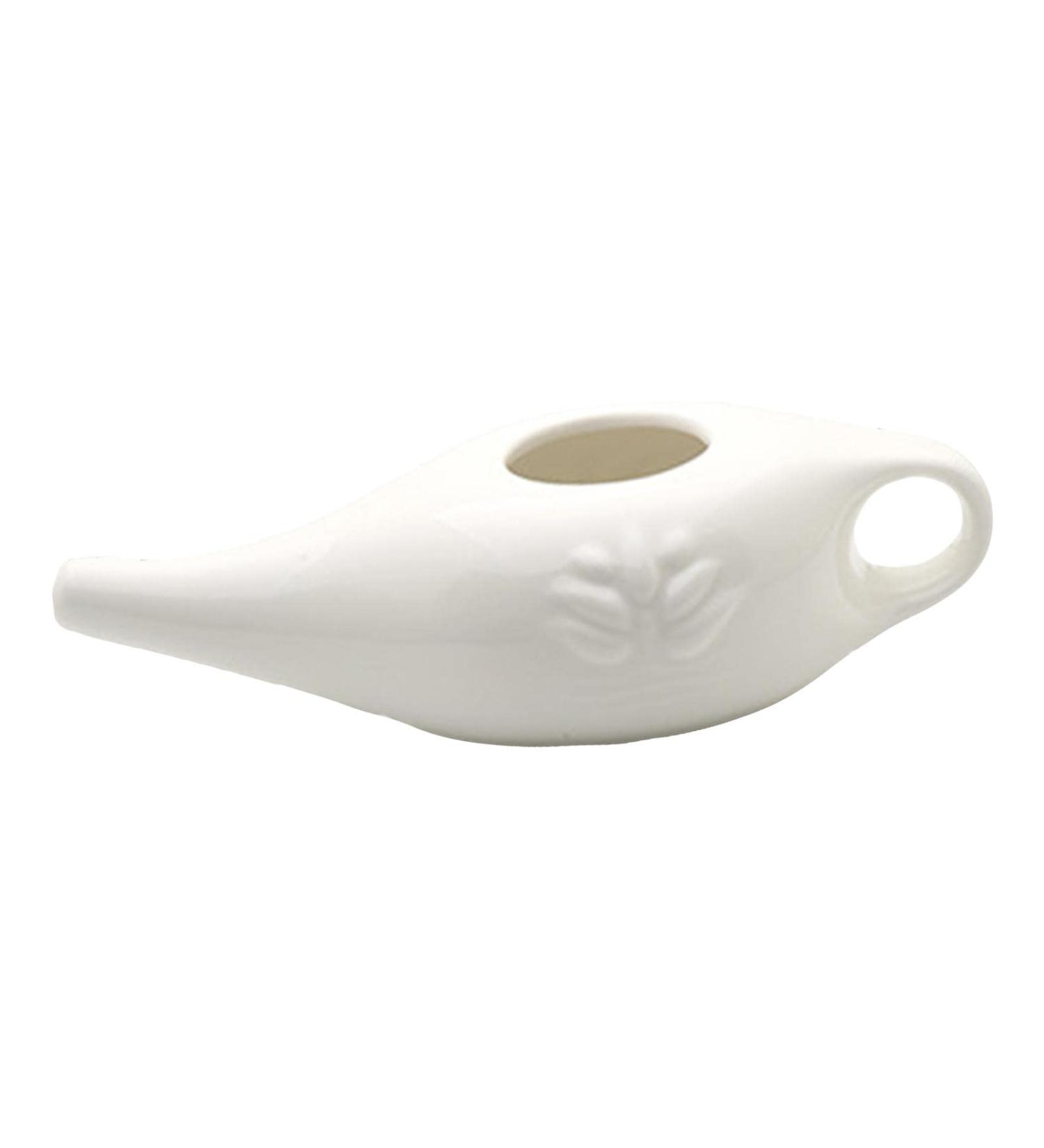 250ml Ceramic Pot Nose Cleaning Pot for Removes Nose Washing White 19x9x6cm - Buy Online on SooperMarket.com