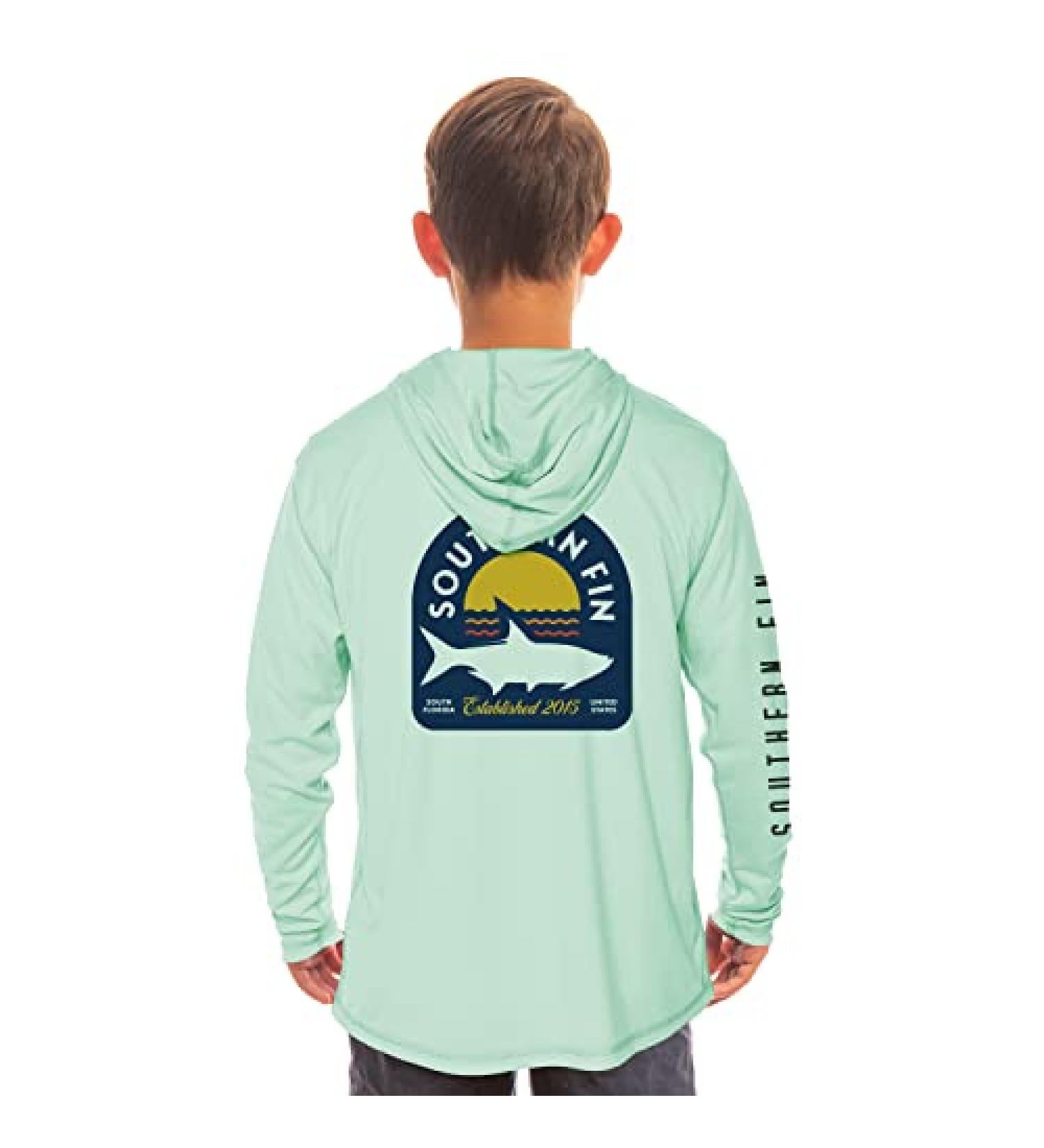 Kids Fishing Hoodie Shirt | UPF 50+ Sun Protection | Youth Boys Girls | Medium Seagrass - Buy Online on SooperMarket.com