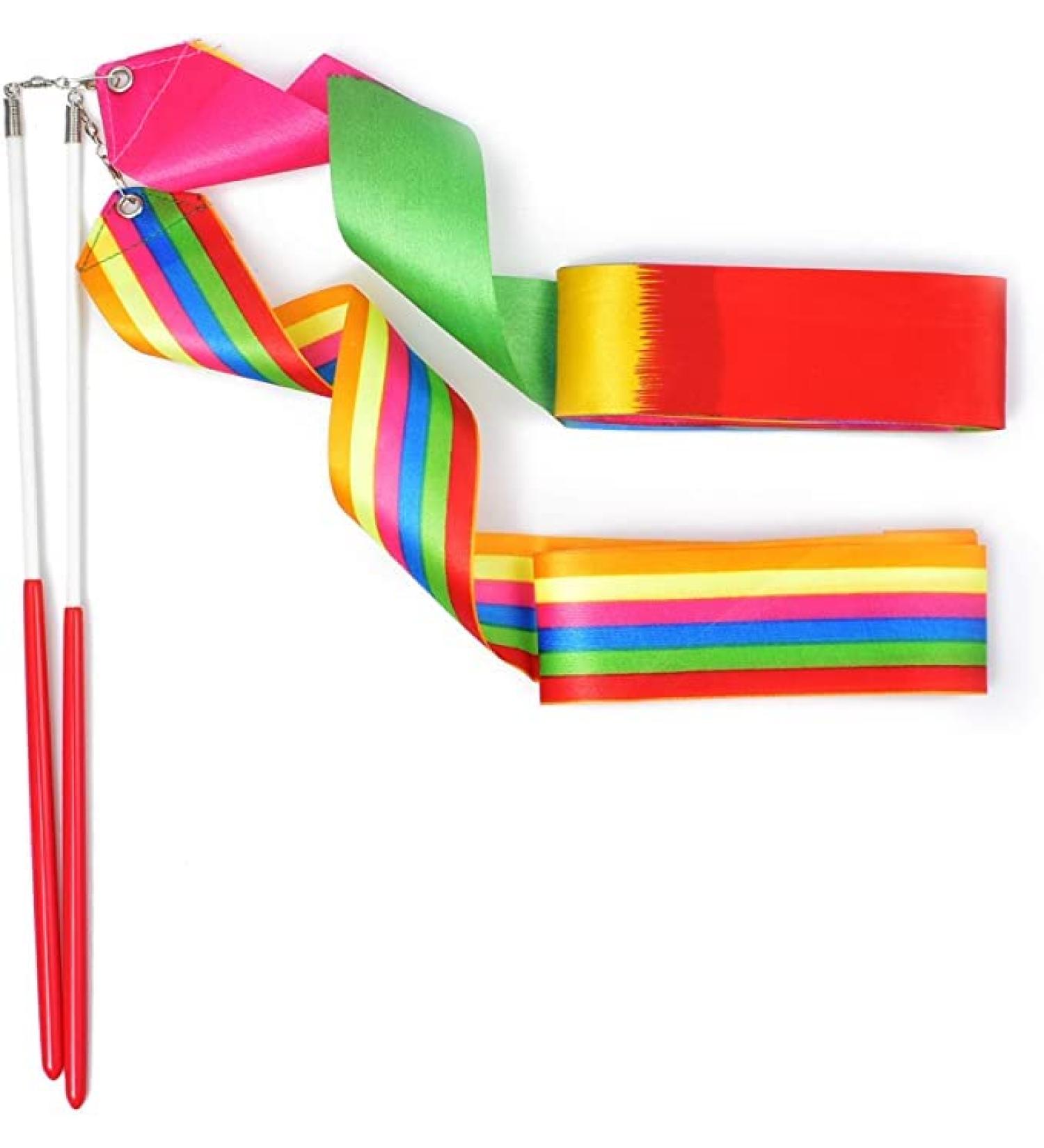 Huianer Dance Ribbons: Gymnastics Ribbon Streamers for Children - Rainbow 2pcs - Buy Online on SooperMarket.com