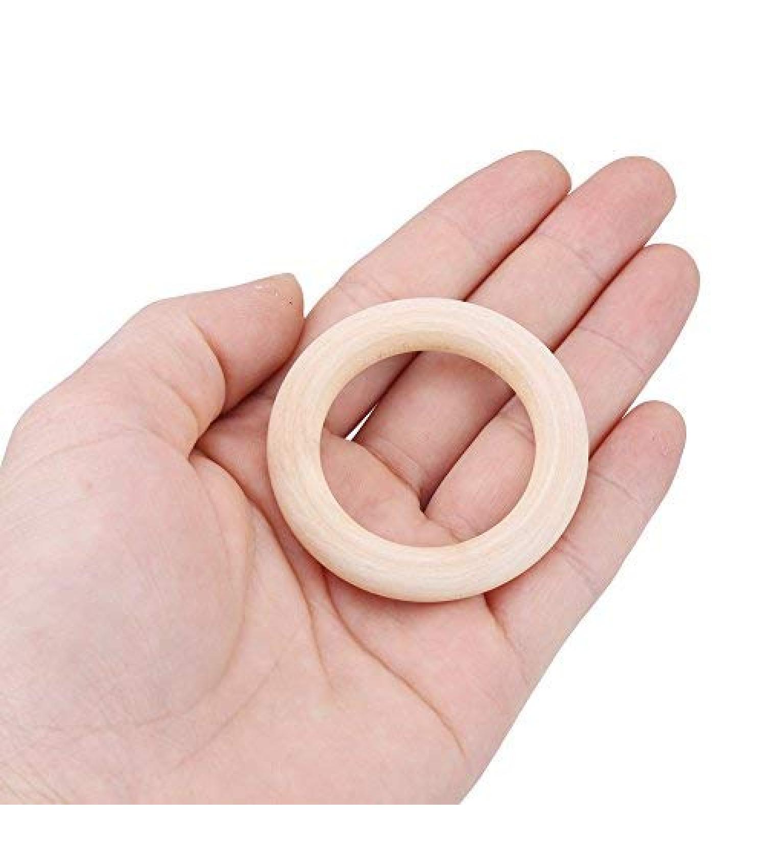 50 Unfinished Natural Wood Rings - 50mm DIY Craft Accessories for Jewelry Bracelets & Garlands - Buy Online on SooperMarket.com
