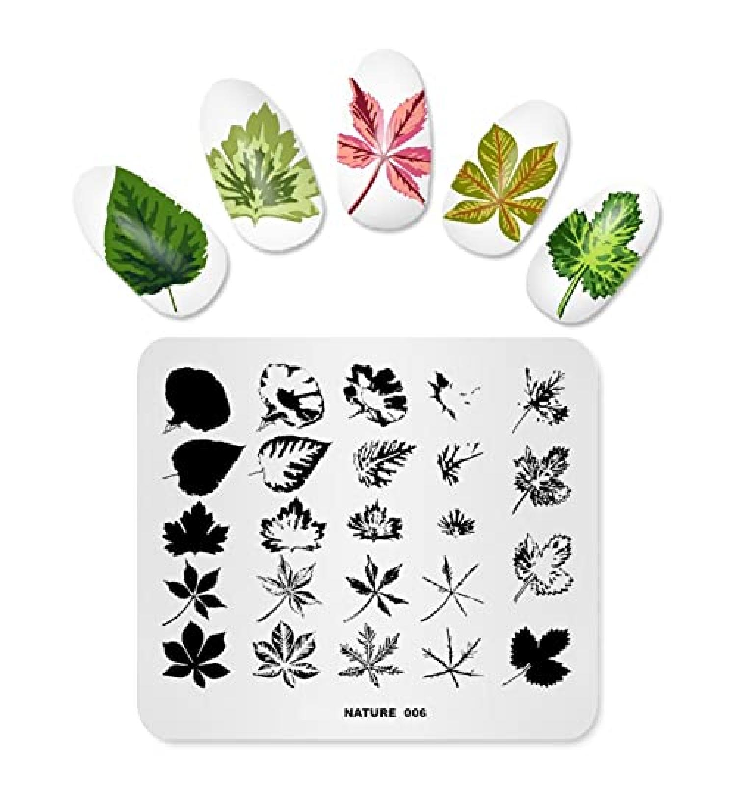 Alexnailart NA006: Natural Leaves Nail Art Stamping Plate for DIY Stencil Designs - Buy Online on SooperMarket.com