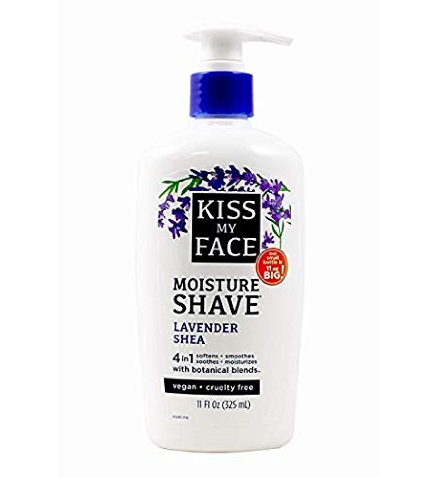 Kiss My Face Moisture Shave 11 Ounce Lavender & Shea Pump (325ml) (2 Pack) 11 Fl Oz (Pack of 2)