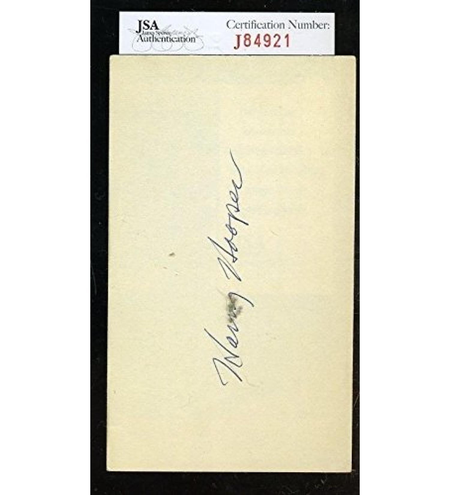 HARRY HOOPER SIGNED JSA CERTIFIED 3X5 INDEX CARD AUTHENTIC AUTOGRAPH