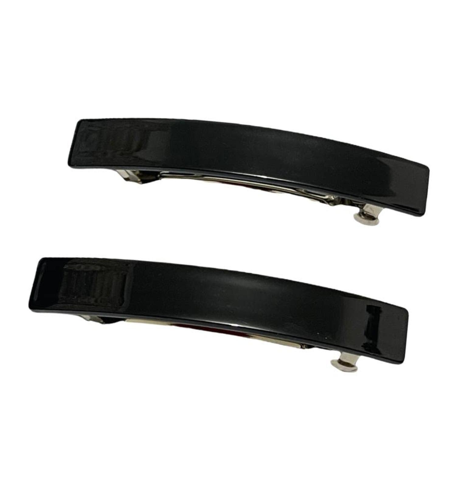 French Design Large Rectangular Hair Barrette Clip Pins - 2pcs Black 8CM - Buy Online on SooperMarket.com