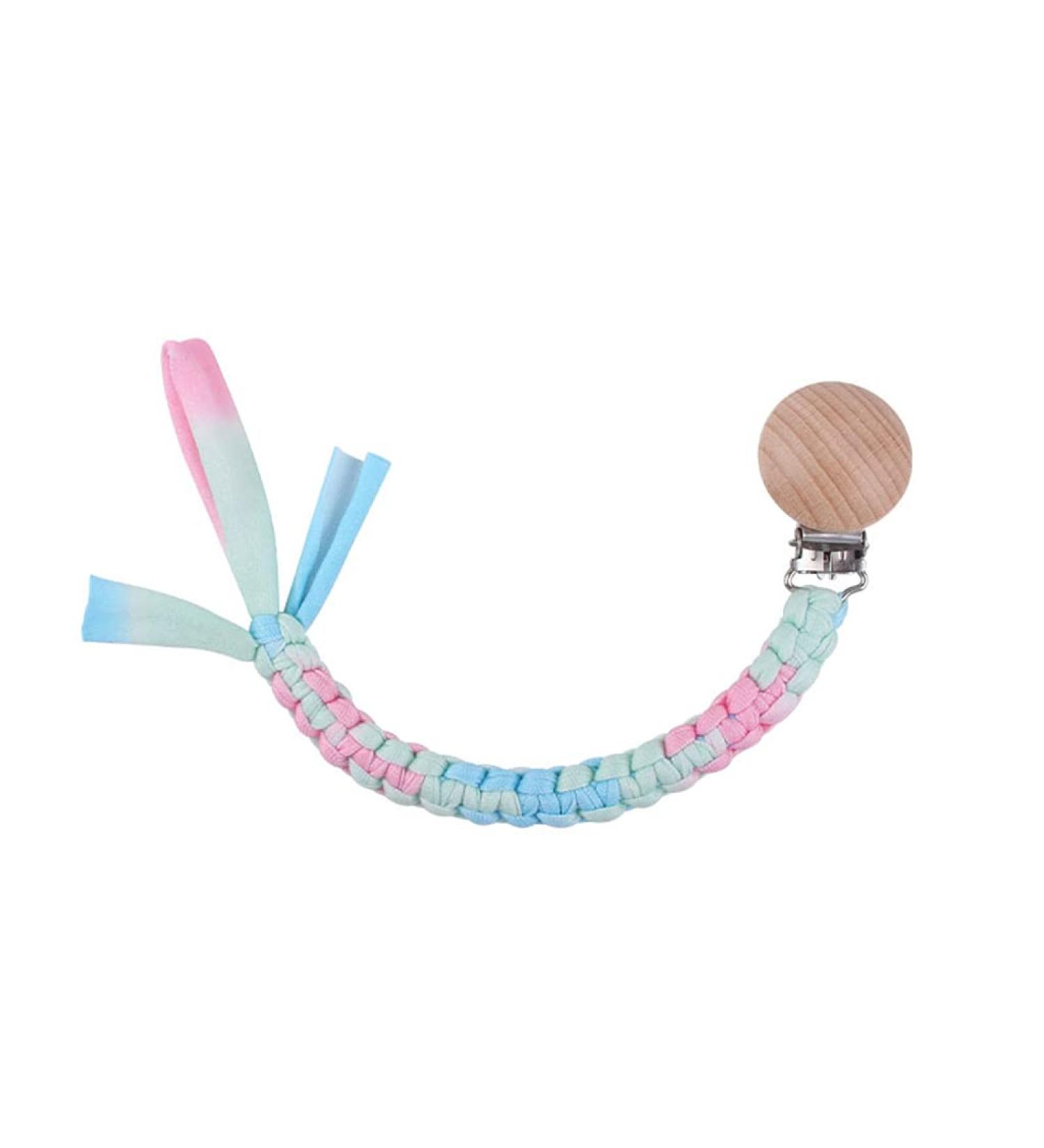 Tian-K Handmade Beech Wood Pacifier Chain Clip - Eco-Friendly Cotton Woven Baby Dummy Leash - Buy Online on SooperMarket.com