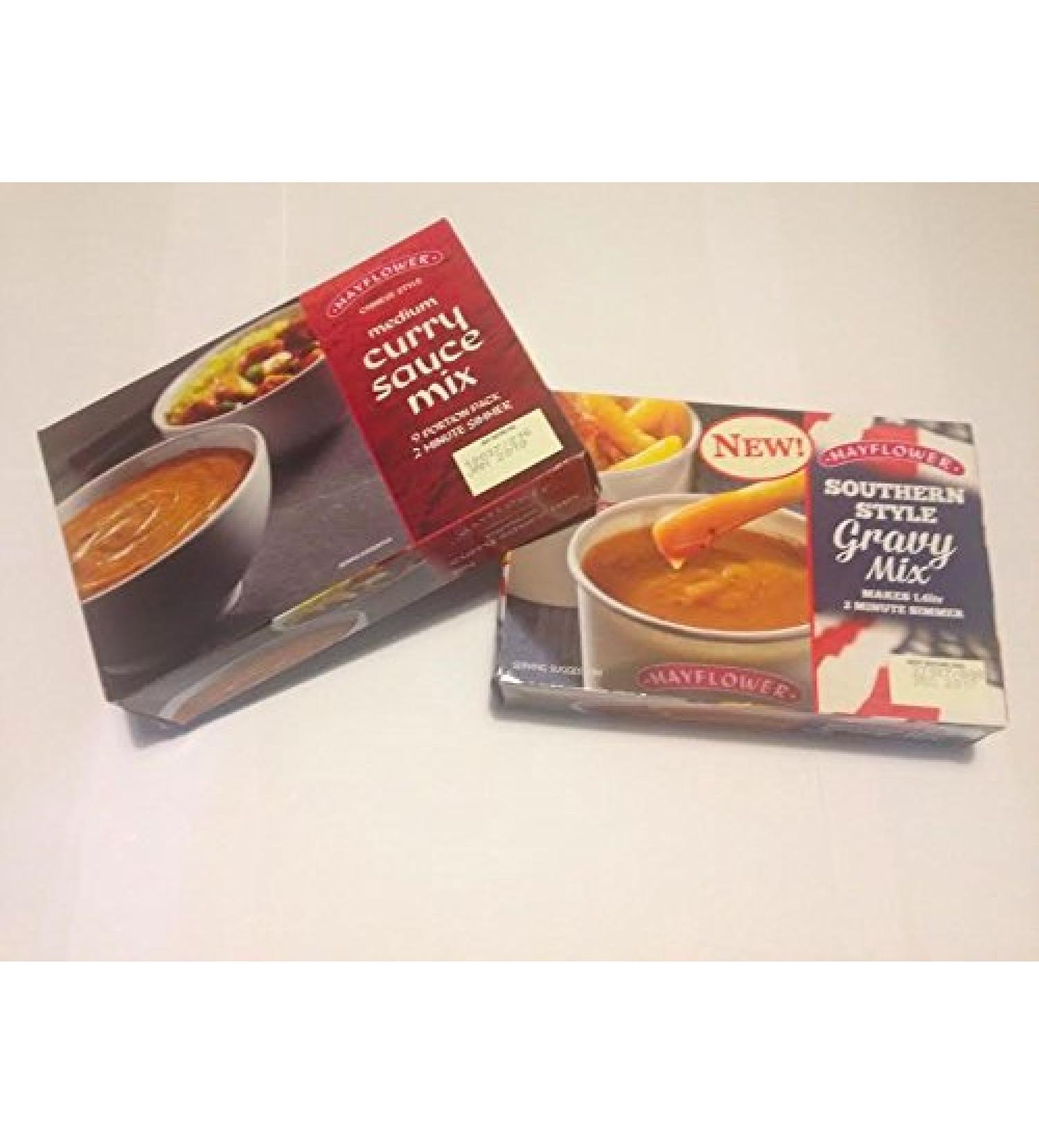 Mayflower Medium Curry Sauce 255g and Mayflower Southern Style Gravy 255g