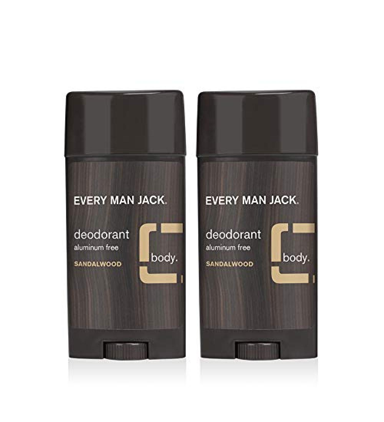 Every Man Jack Sandalwood Natural Deodorant Twin Pack - 3oz x 2 Sticks | Aluminum-Free, Paraben-Free, Phthalate-Free, Dye-Free | Certified Cruelty-Free Formula - Buy Online on SooperMarket.com
