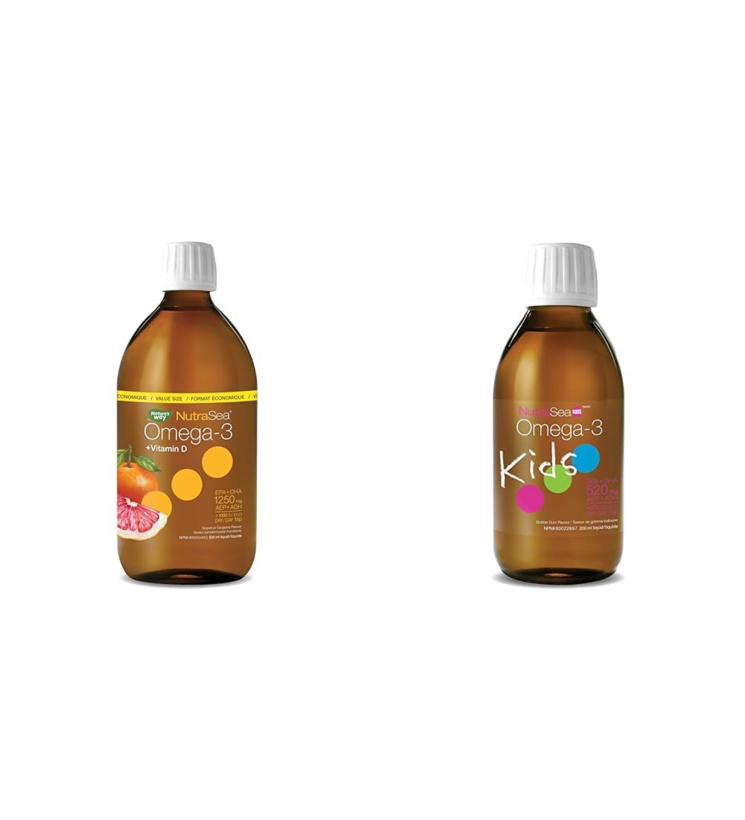 Nature's Way NutraSea Omega-3 and Vitamin D Supplement - Fish Oil with EPA and DHA - Grapefruit Tangerine 500 ml Liquid & Nature's Way NutraSea Kids Omega-3 and Vitamin D Supplement - 200 ml Liquid - Buy Online on SooperMarket.com