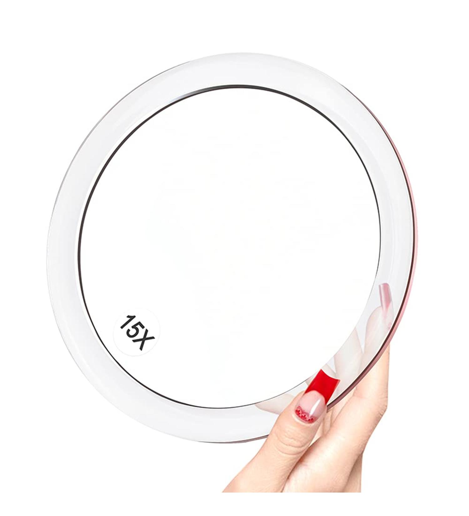 YoHumk 15X Magnifying Makeup Mirror - 6 Inch Round Mirror for Precise Tweezing, Eyebrow Grooming, and Blackhead Removal - Easy Mounting with 3 Suction Cups - Buy Online on SooperMarket.com