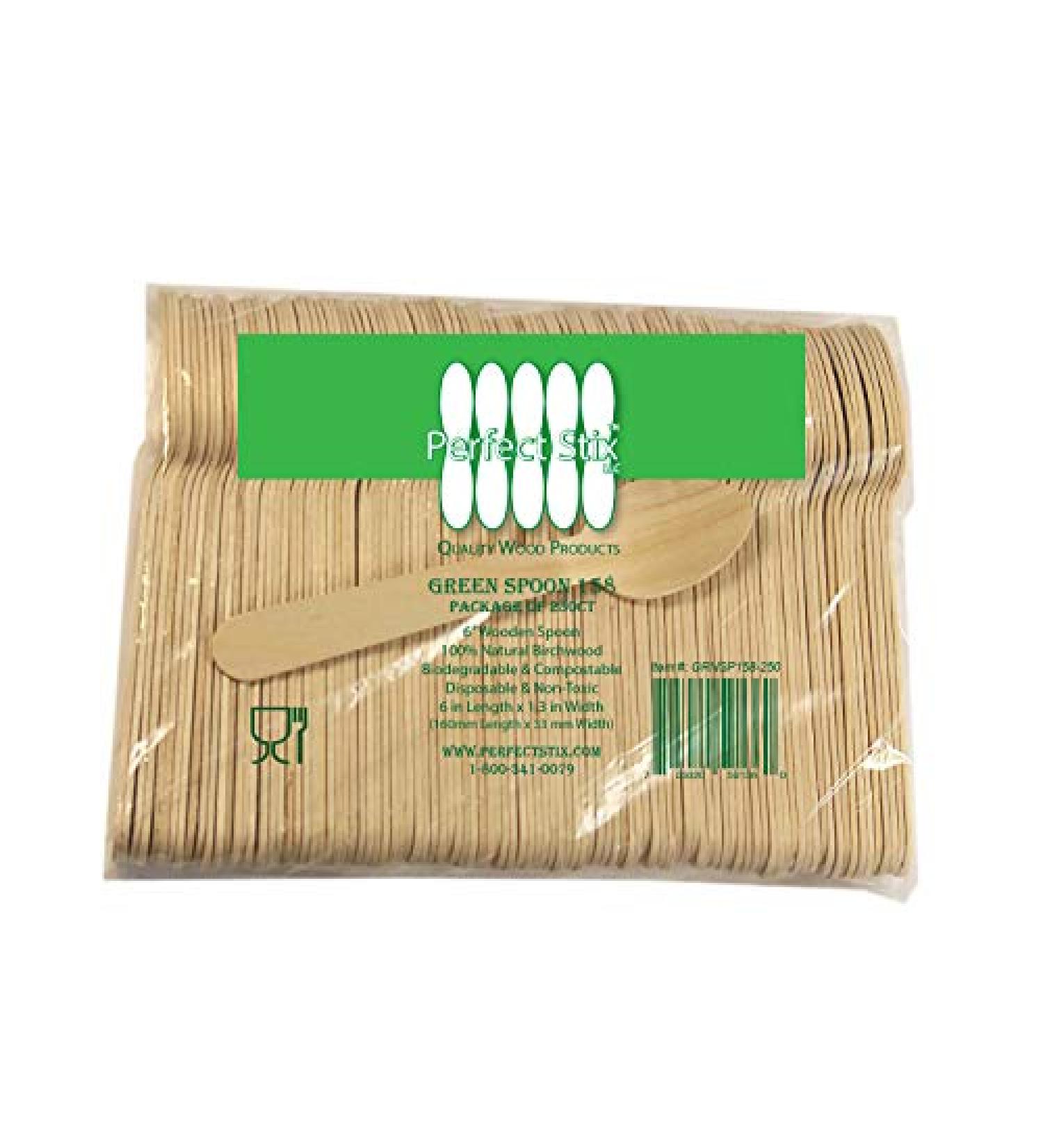 250ct Pack of Perfect Stix 6.25 Inch Wooden Cutlery Spoons - Eco-Friendly Utensils for Parties and Events - Buy Online on SooperMarket.com