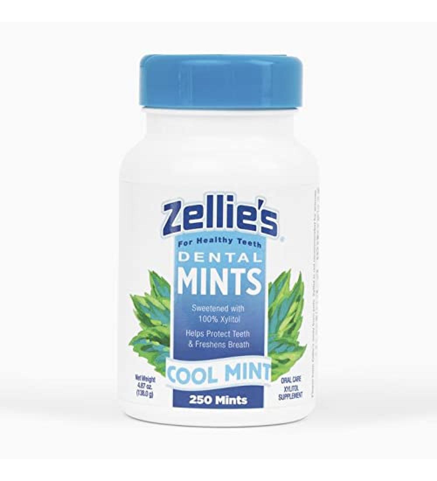 Zellies Xylitol Sugar-Free Cool Mint Breath Mints - 250 Count Pack | Non-GMO, Low-Calorie, Gluten-Free, Vegan & Kosher - Buy Online on SooperMarket.com