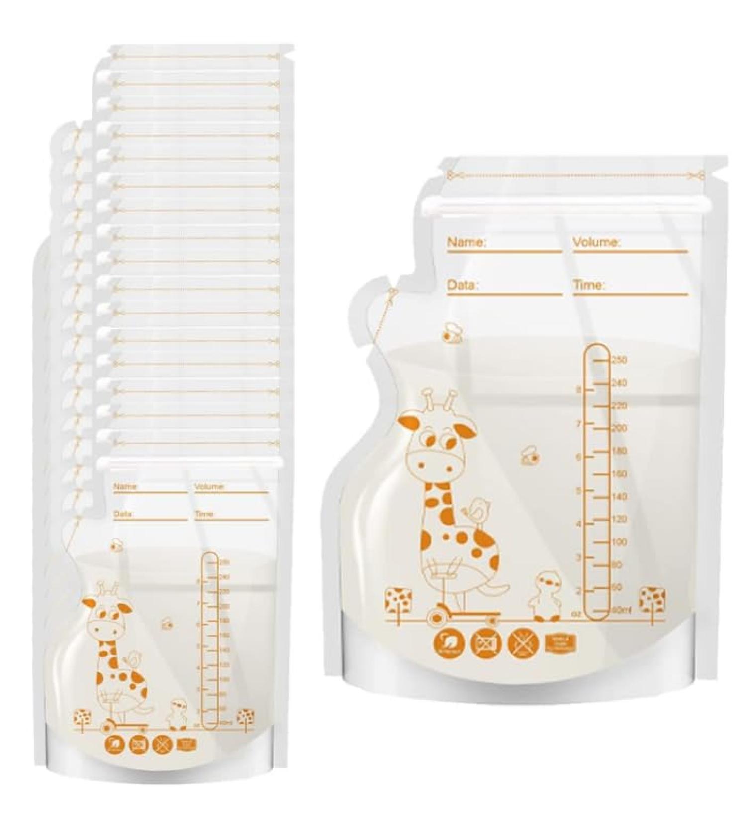 40-Pack BPA-Free Breast Milk Storage Bags | Space-Saving Freezing Bags | 250 ml Breast Milk Bags for Safe Storage - Buy Online on SooperMarket.com