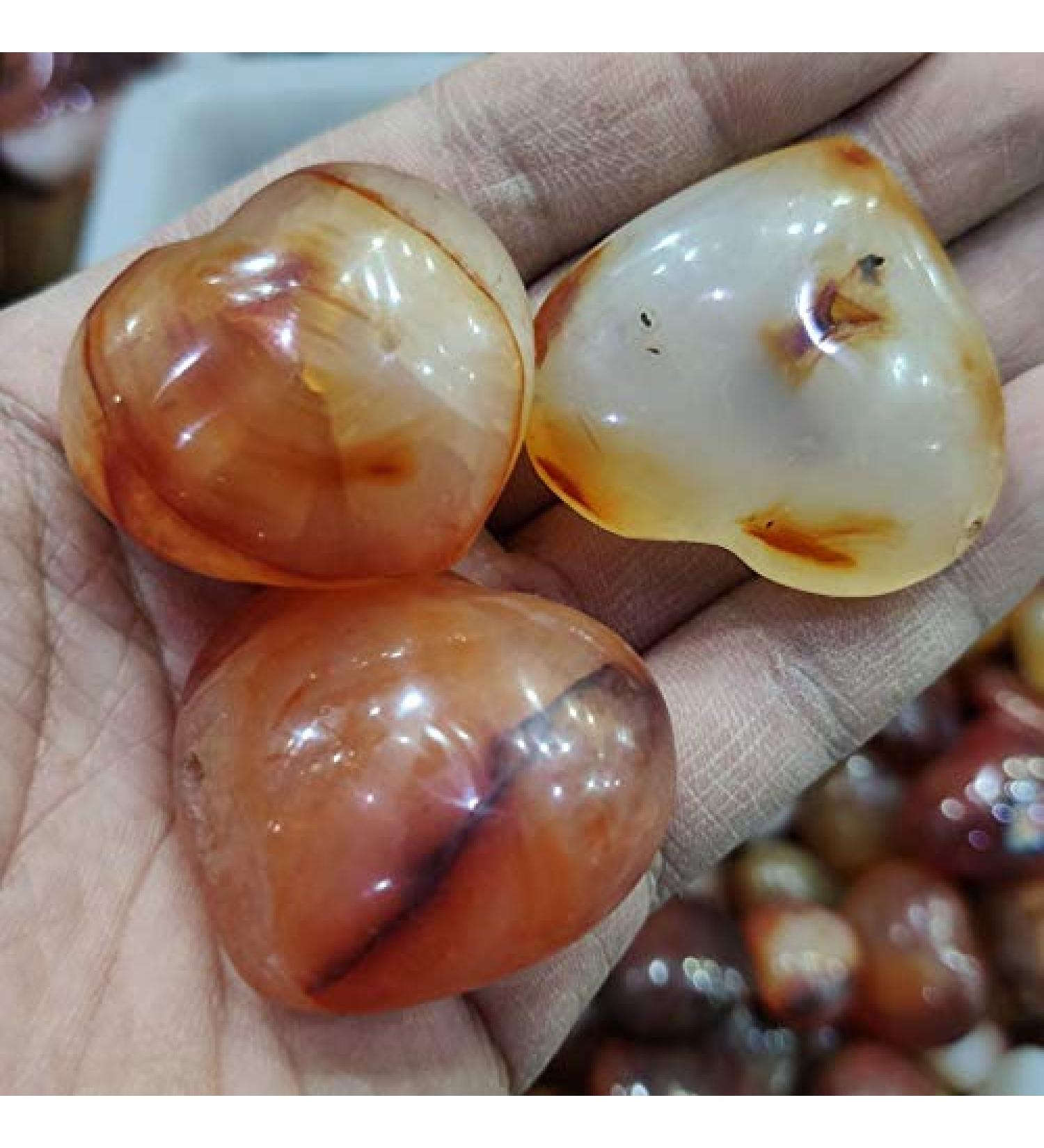 Natural Crystal Rough 3pcs Natural Heart-Shaped Colorful Red Carnelian Agate Flame Geode Stones - Buy Online on SooperMarket.com